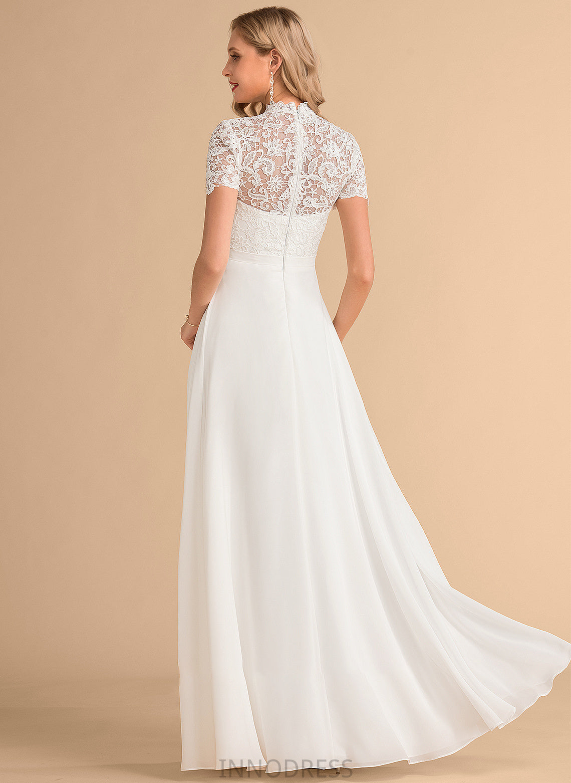 Lace High Wedding Dress Wedding Dresses Floor-Length Gianna Neck Chiffon A-Line