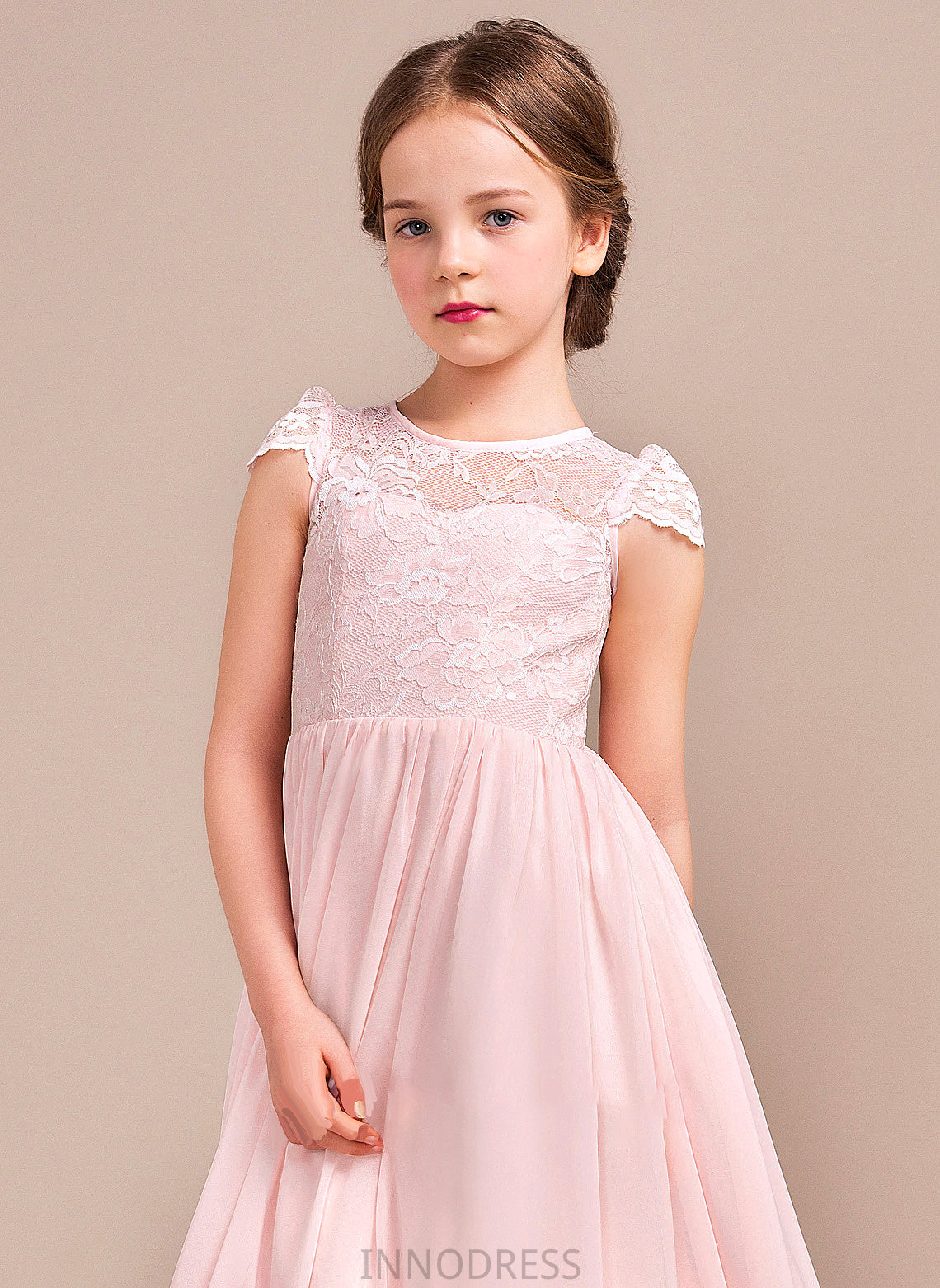 Deanna A-LineScoopNeckFloor-LengthChiffonLaceJuniorBridesmaidDress#81155 Junior Bridesmaid Dresses