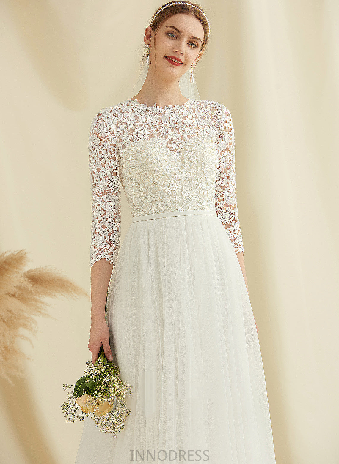 Sheila Dress Sweep Wedding Dresses Wedding Lace A-Line Train Tulle