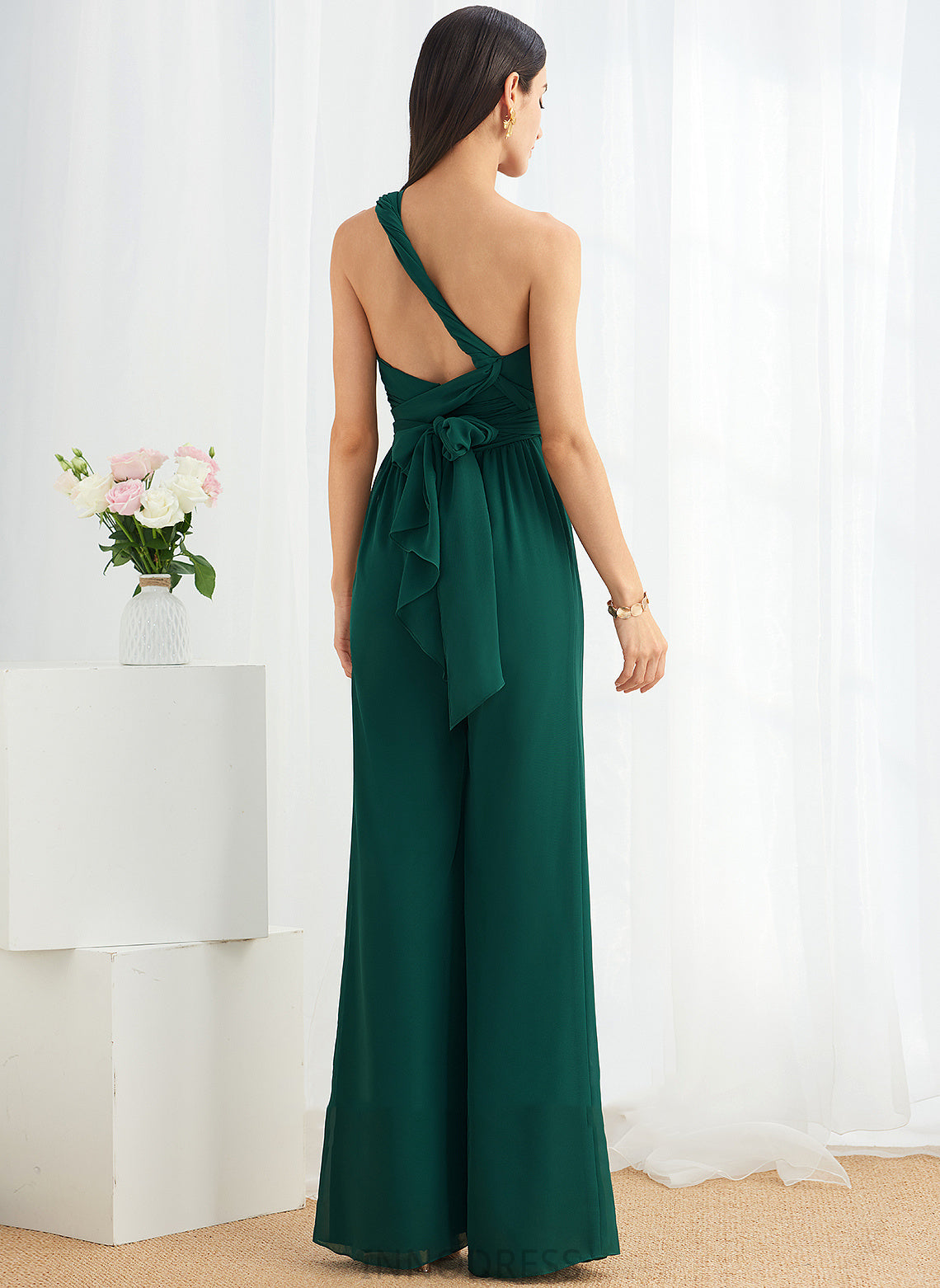 Straps V-neck HighNeck Fabric Floor-Length Neckline Ruffle Embellishment Halter Length One-Shoulder Greta Bridesmaid Dresses