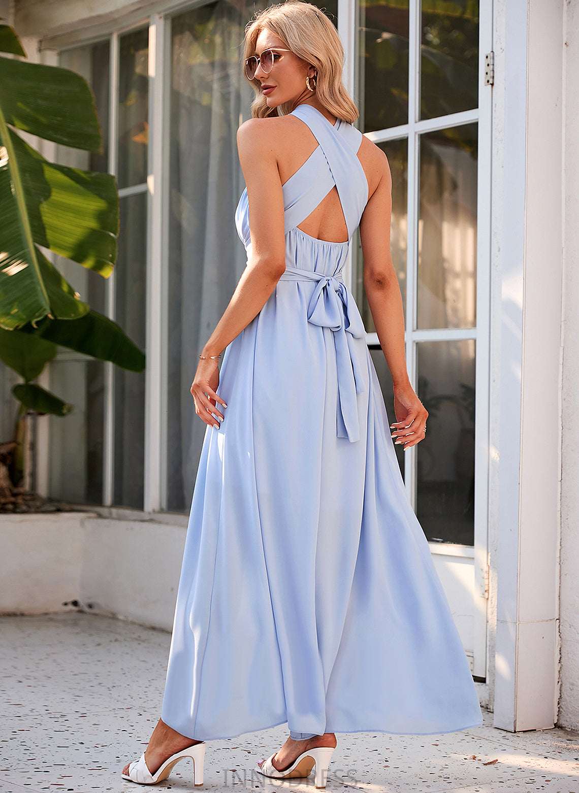 A-Line Neckline Halter Silhouette Ankle-Length Fabric Length Straps Brynn Natural Waist Floor Length A-Line/Princess Bridesmaid Dresses