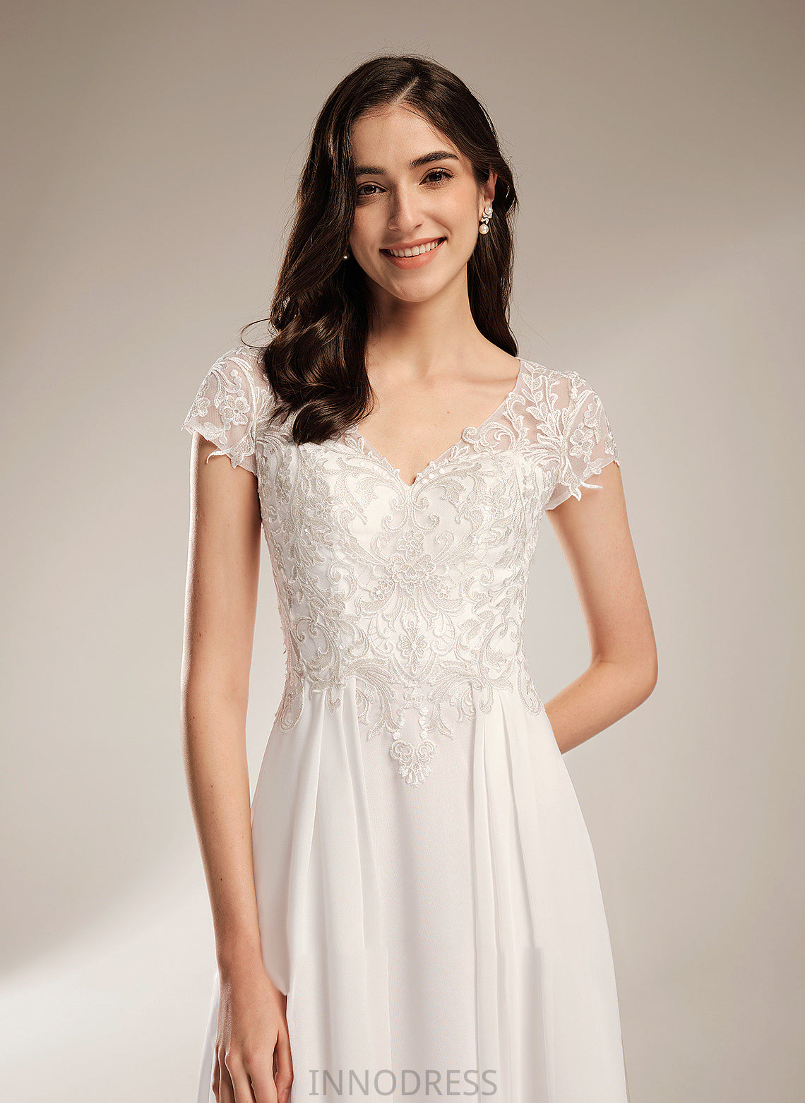 A-Line Wedding Alexis Asymmetrical With Wedding Dresses V-neck Lace Dress