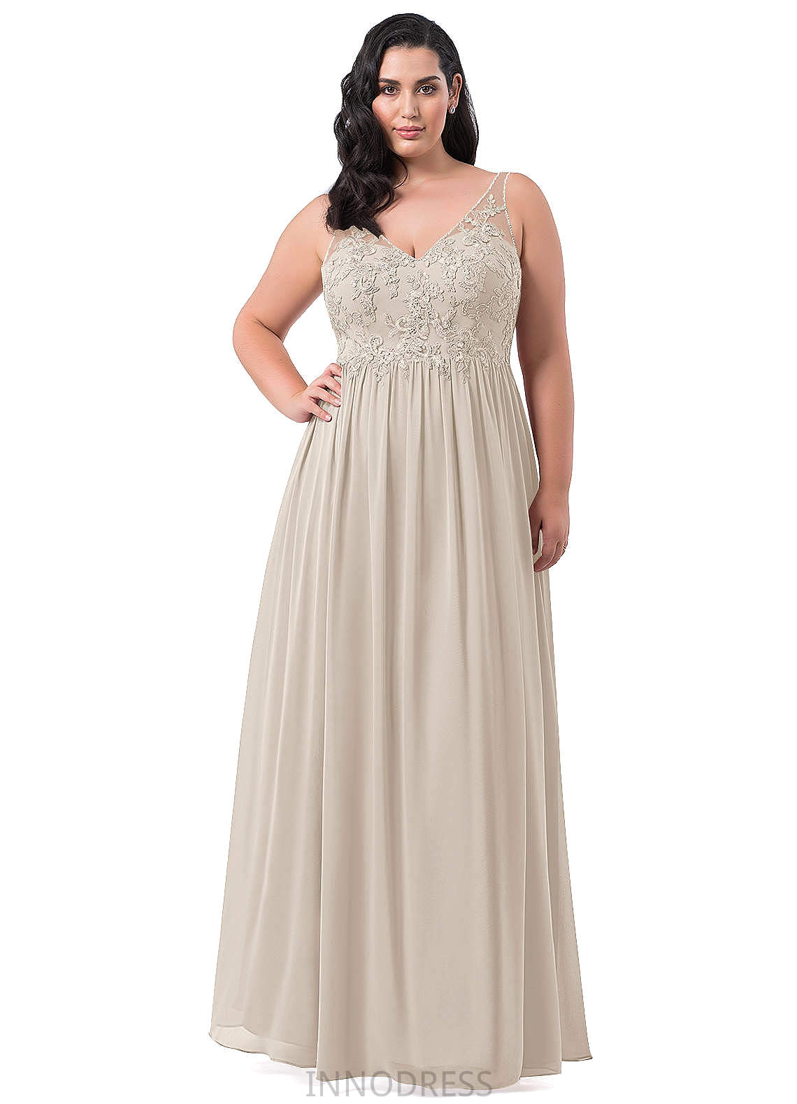 Olive V-Neck Sleeveless Natural Waist Floor Length A-Line/Princess Bridesmaid Dresses