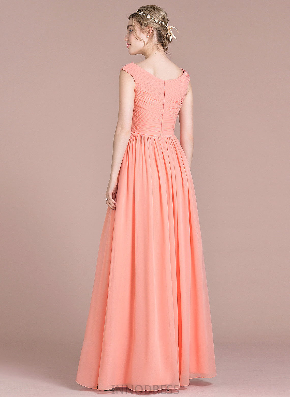 V-neck Chiffon Prom Dresses With Ruffle Ball-Gown/Princess Ryan Floor-Length