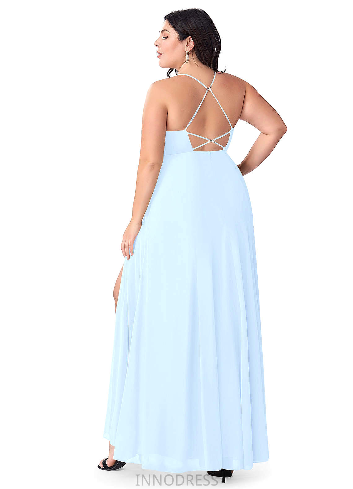 Aliya A-Line/Princess Natural Waist Floor Length Spaghetti Staps Sleeveless Bridesmaid Dresses