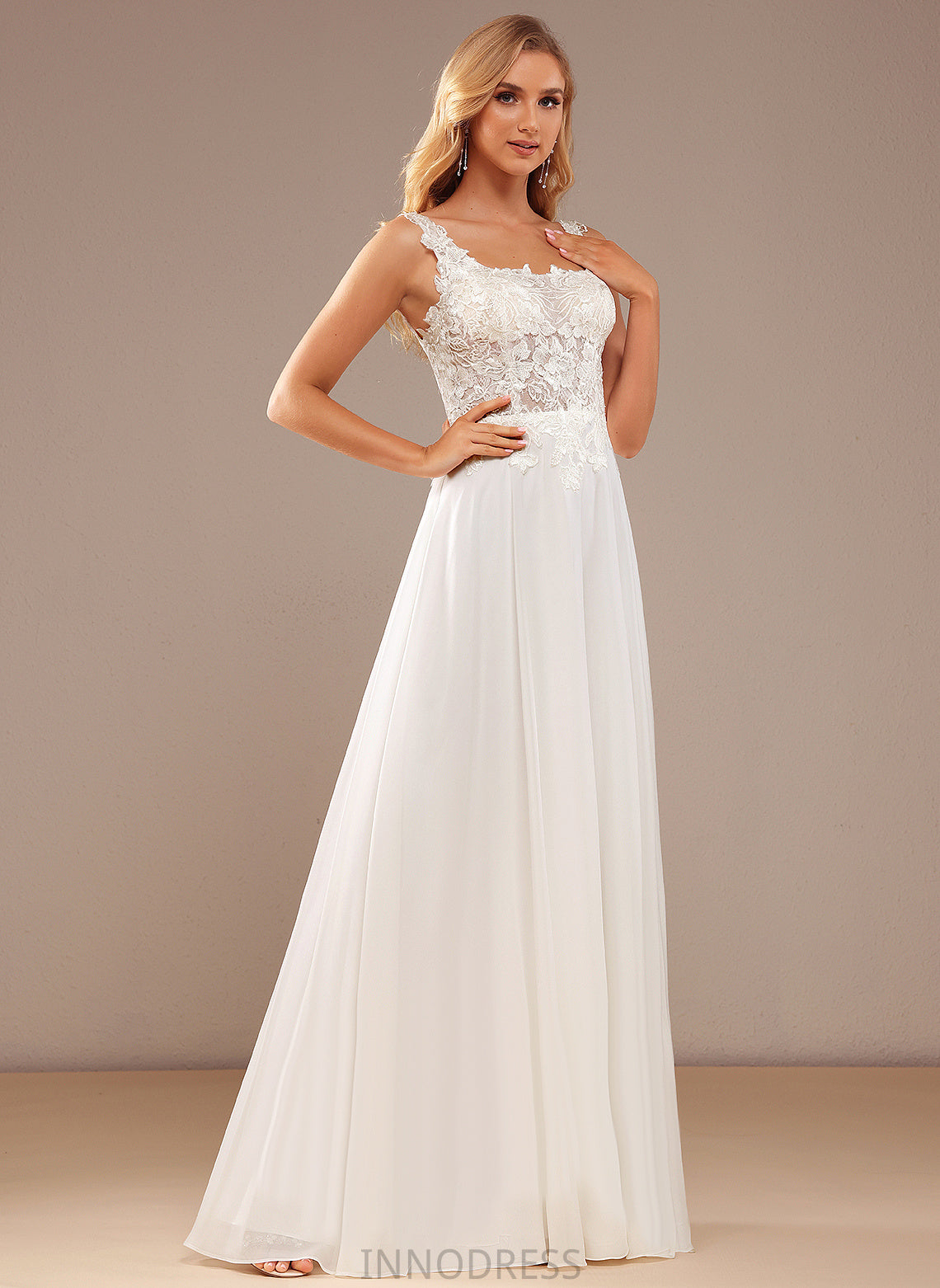 Square Chiffon Floor-Length Wedding Wedding Dresses With A-Line Dress Lace Sanaa Sequins