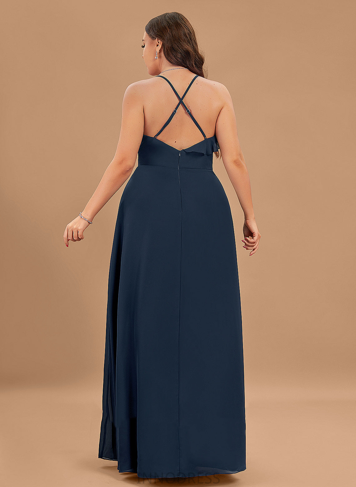 Fabric SplitFront Silhouette Length Floor-Length A-Line V-neck Embellishment Neckline Anaya Floor Length V-Neck Bridesmaid Dresses