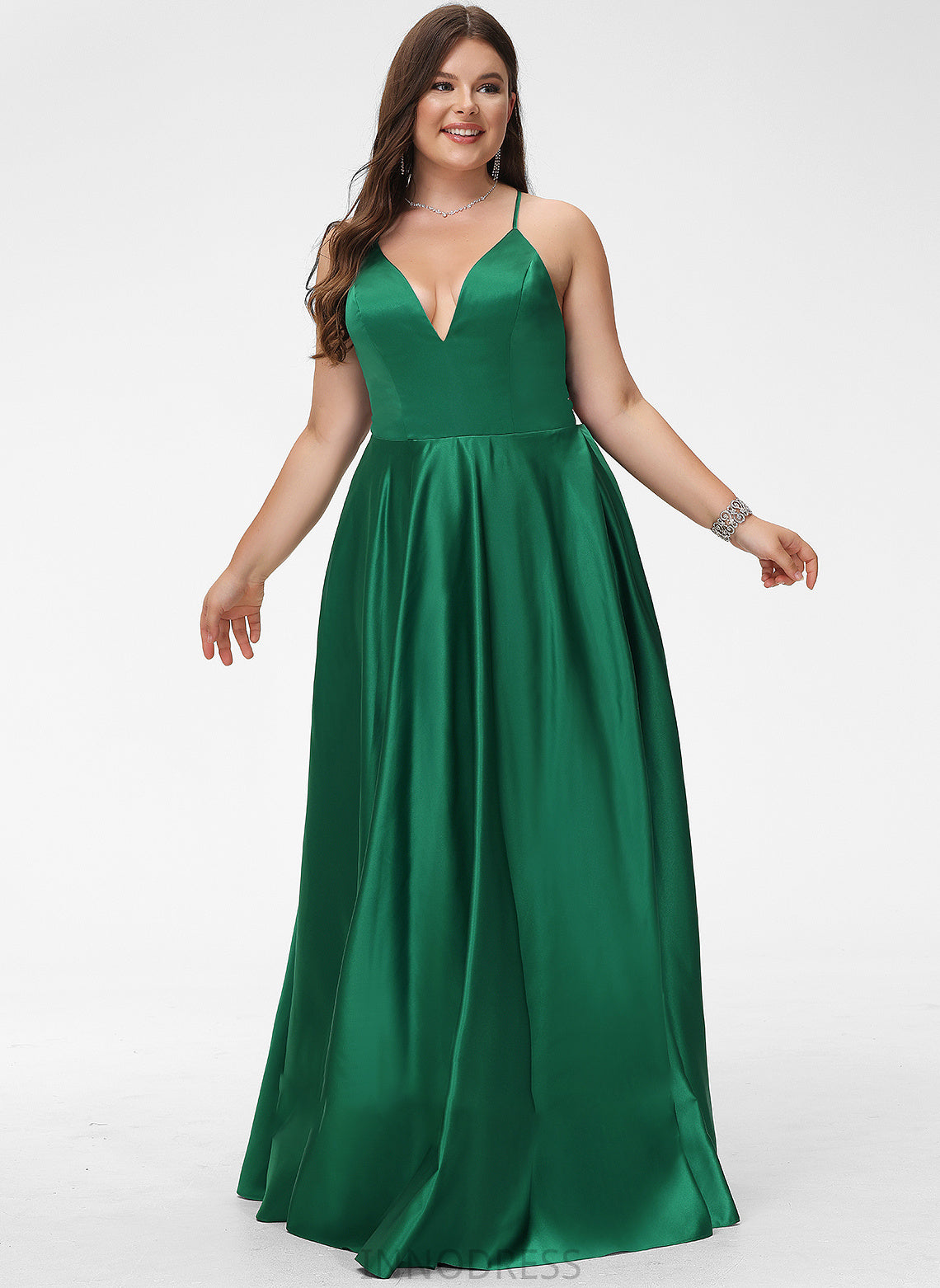 Prom Dresses Elizabeth Satin V-neck A-Line Floor-Length