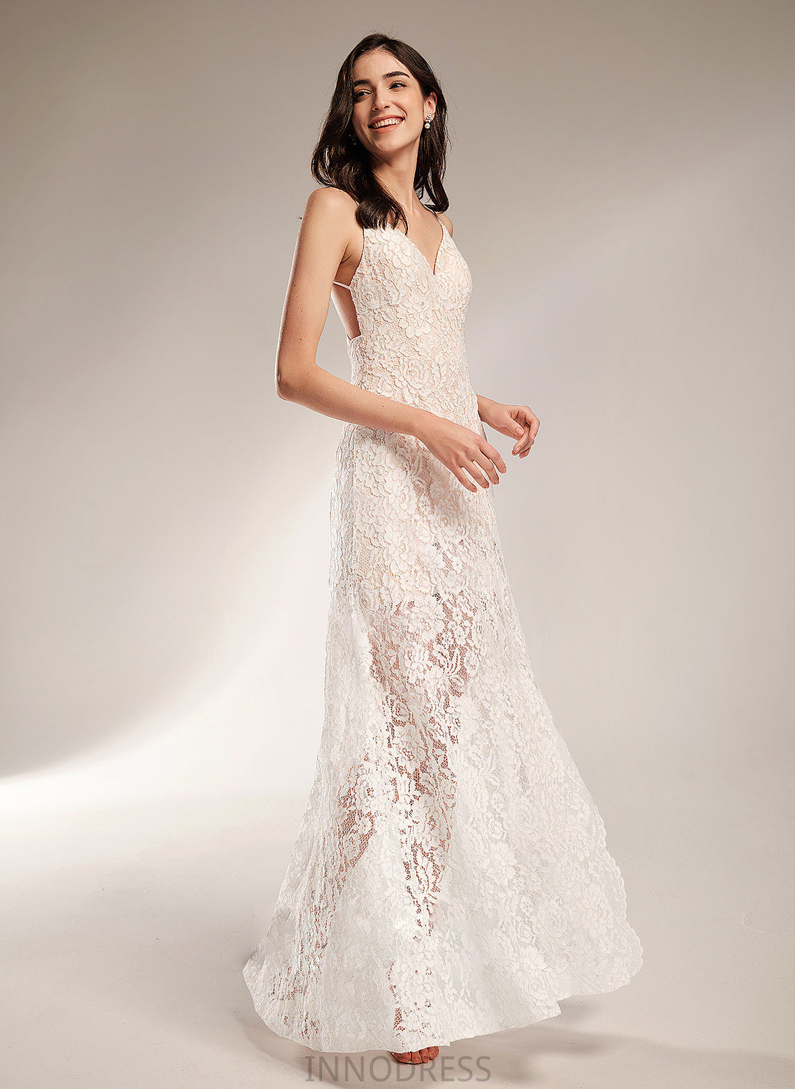 Dress V-neck Wedding Wedding Dresses Lace Bethany Sheath/Column Floor-Length