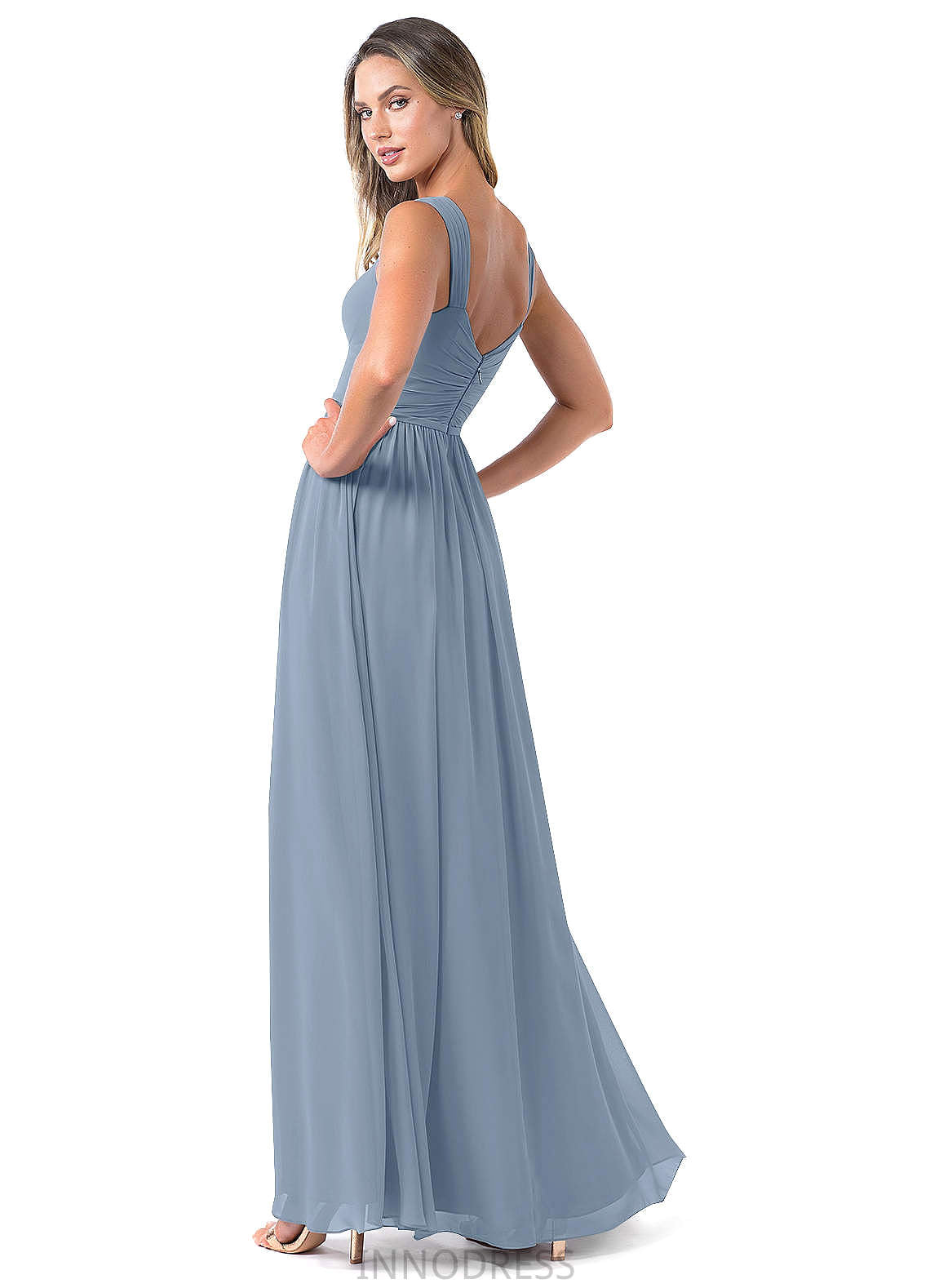 Kiera Short Sleeves V-Neck High Low Natural Waist A-Line/Princess Bridesmaid Dresses