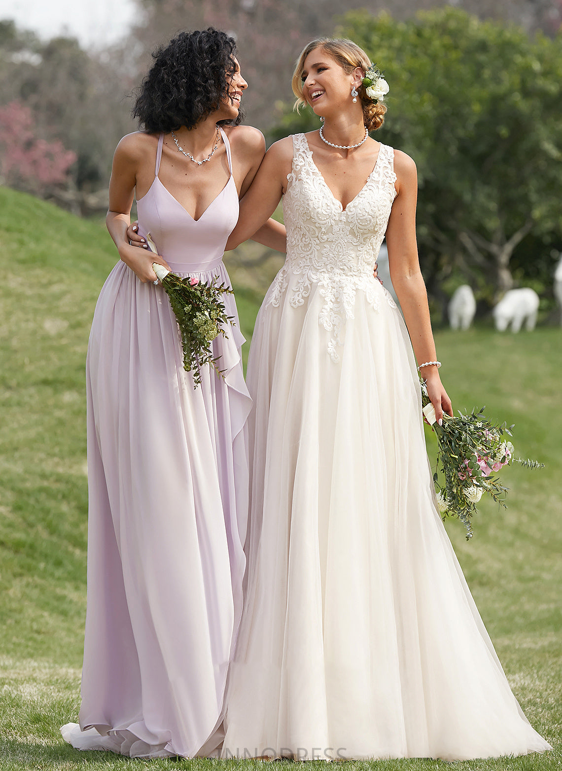 Ball-Gown/Princess Wedding Dresses Train Wedding Court Tulle V-neck Aracely Dress