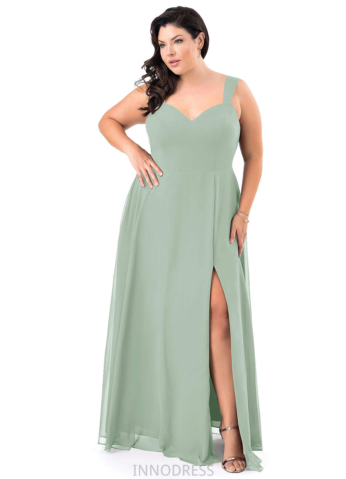 Jamie Floor Length Sleeveless V-Neck A-Line/Princess Natural Waist Bridesmaid Dresses