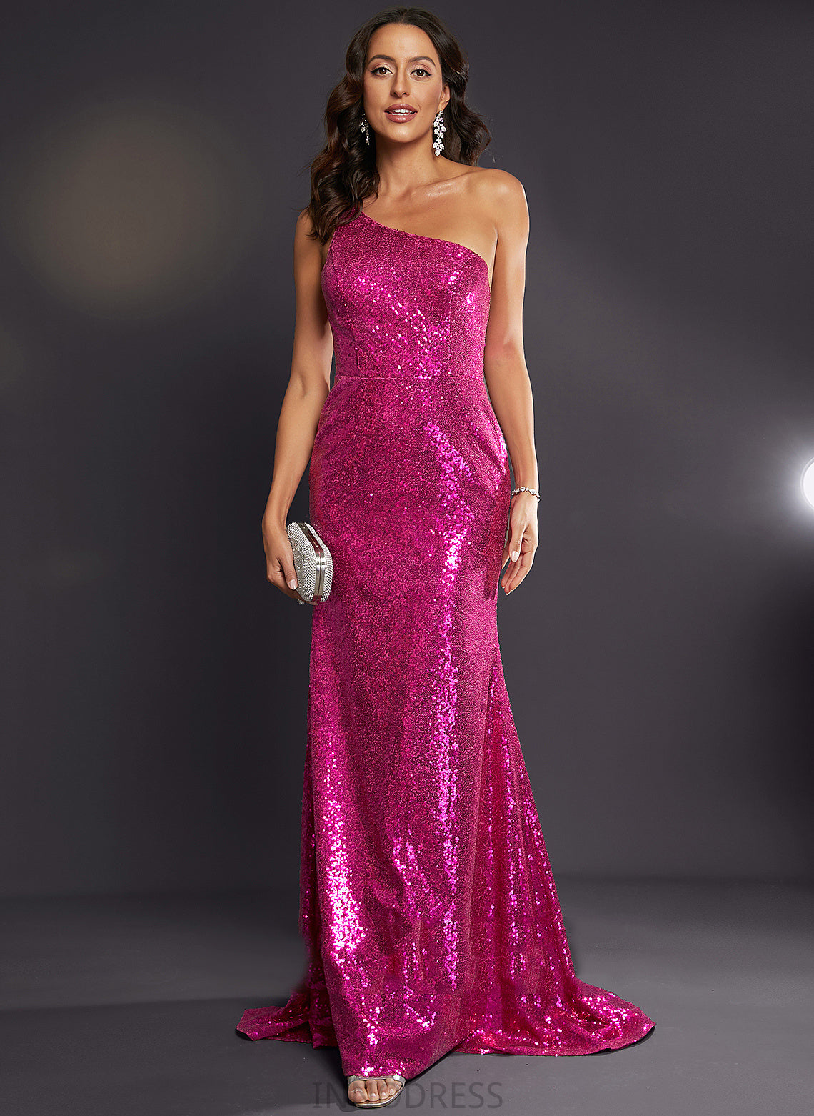 Sweep Brooklynn Trumpet/Mermaid Prom Dresses Train Sequined One-Shoulder