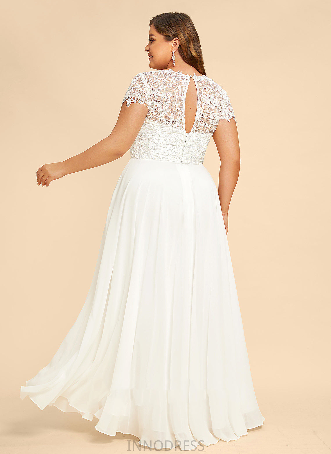 A-Line Wedding Dresses Isabella Wedding Chiffon Floor-Length Lace Dress Scoop