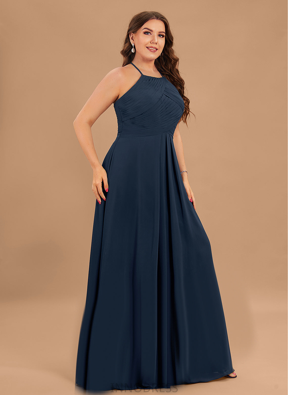 A-Line Neckline Floor-Length Silhouette Length Scoop Pleated Embellishment Fabric Alana Bridesmaid Dresses