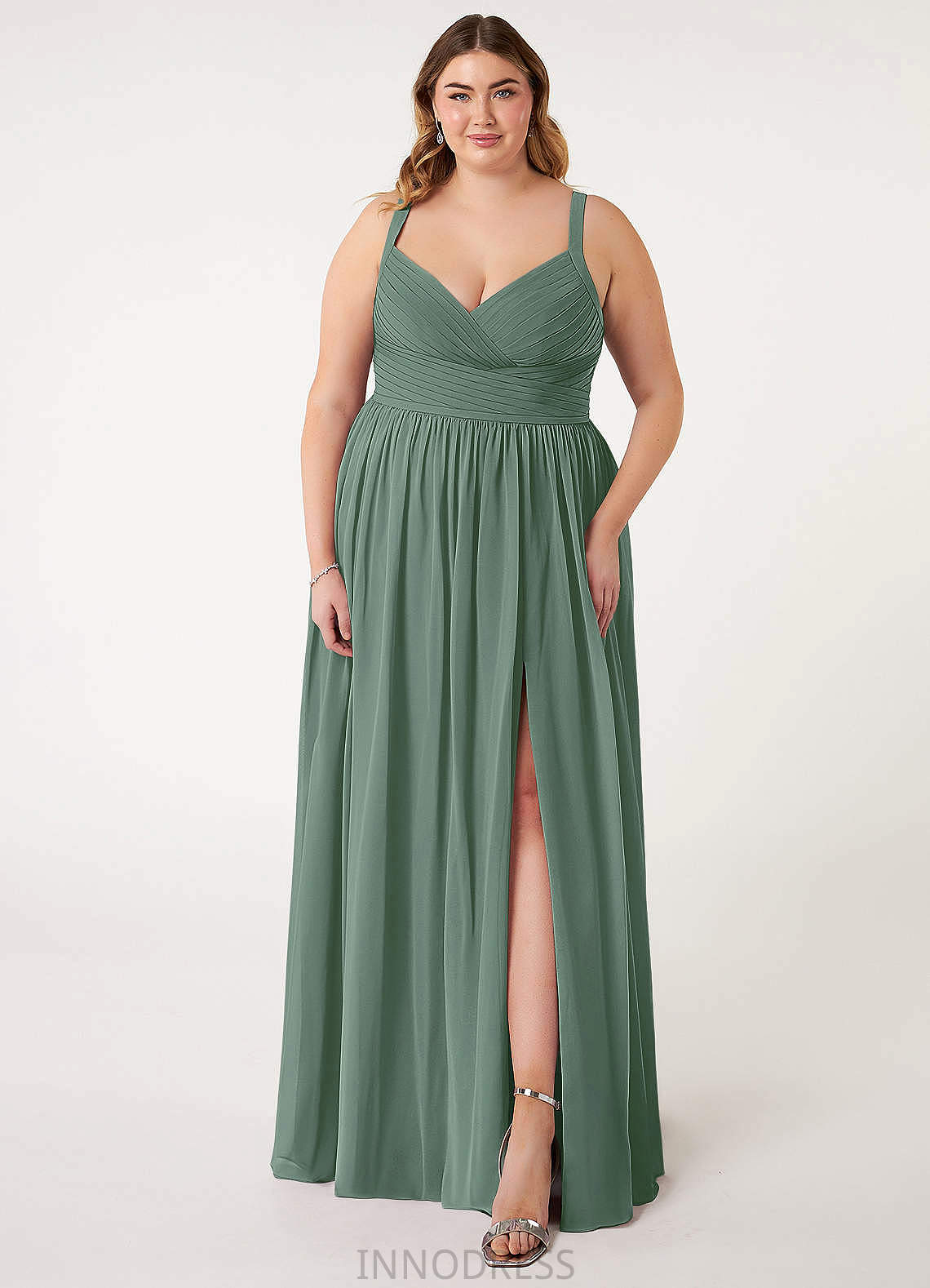 Jessica High Low V-Neck A-Line/Princess Natural Waist Sleeveless Bridesmaid Dresses