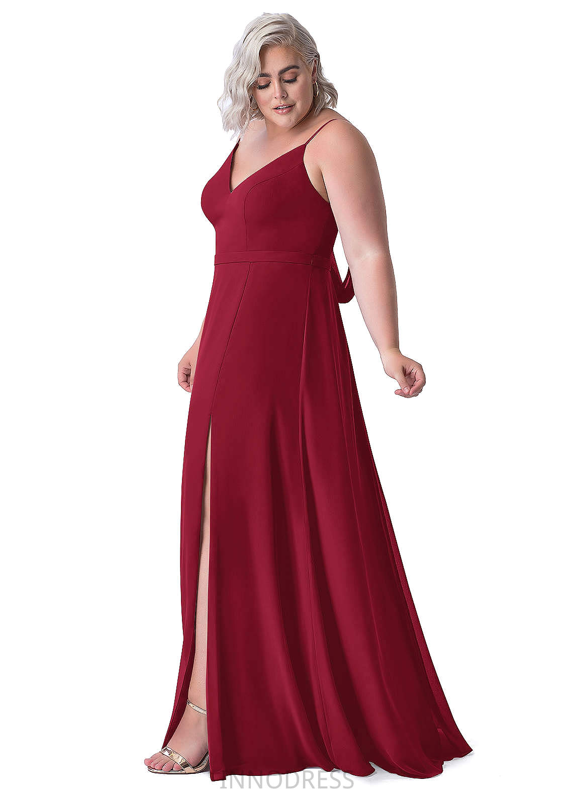 Elisabeth Sheath/Column Natural Waist Scoop Sleeveless Floor Length Bridesmaid Dresses