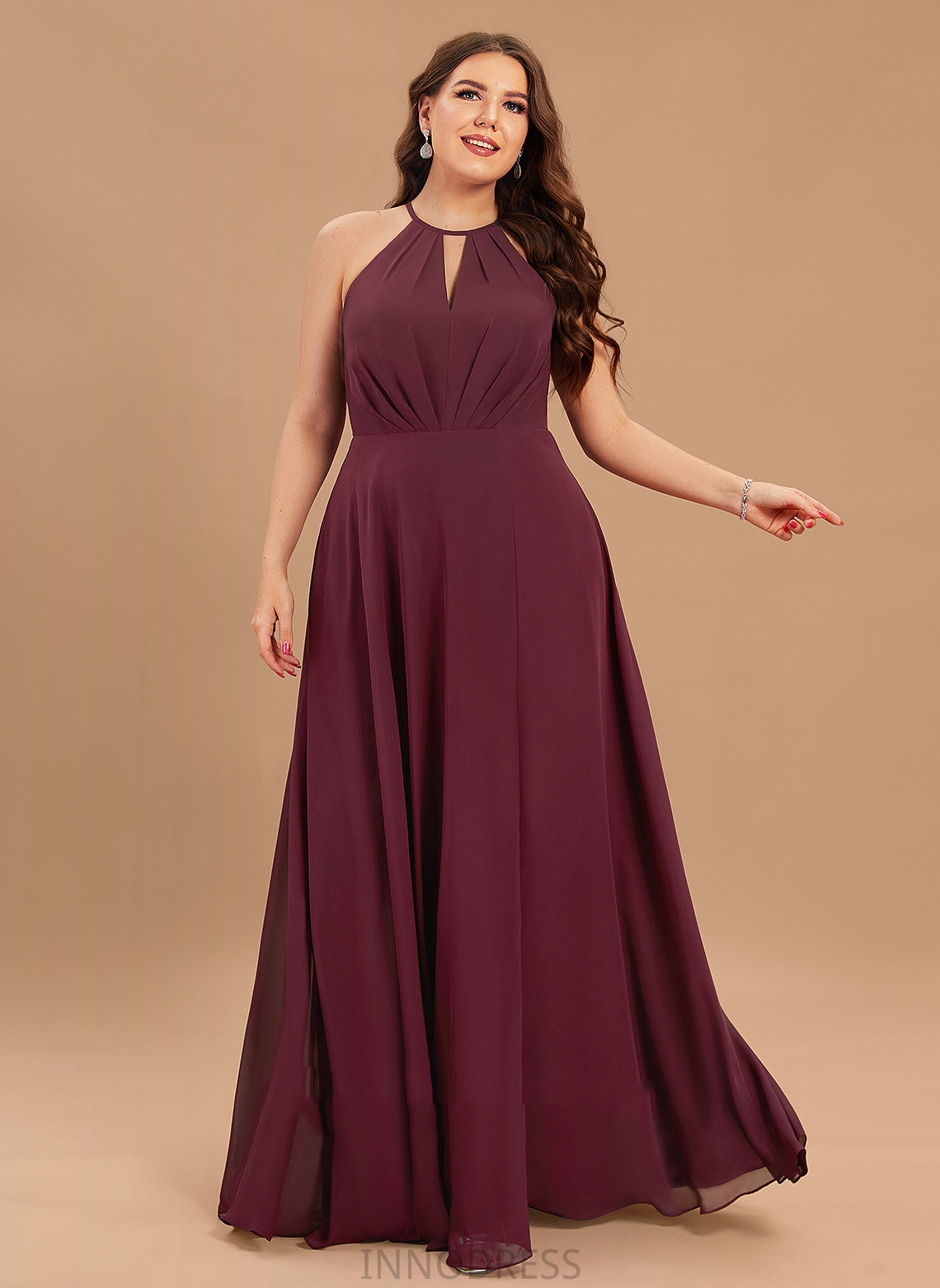 Embellishment SplitFront Silhouette Floor-Length Length Fabric Halter A-Line Neckline Lilly Floor Length Sheath/Column Bridesmaid Dresses