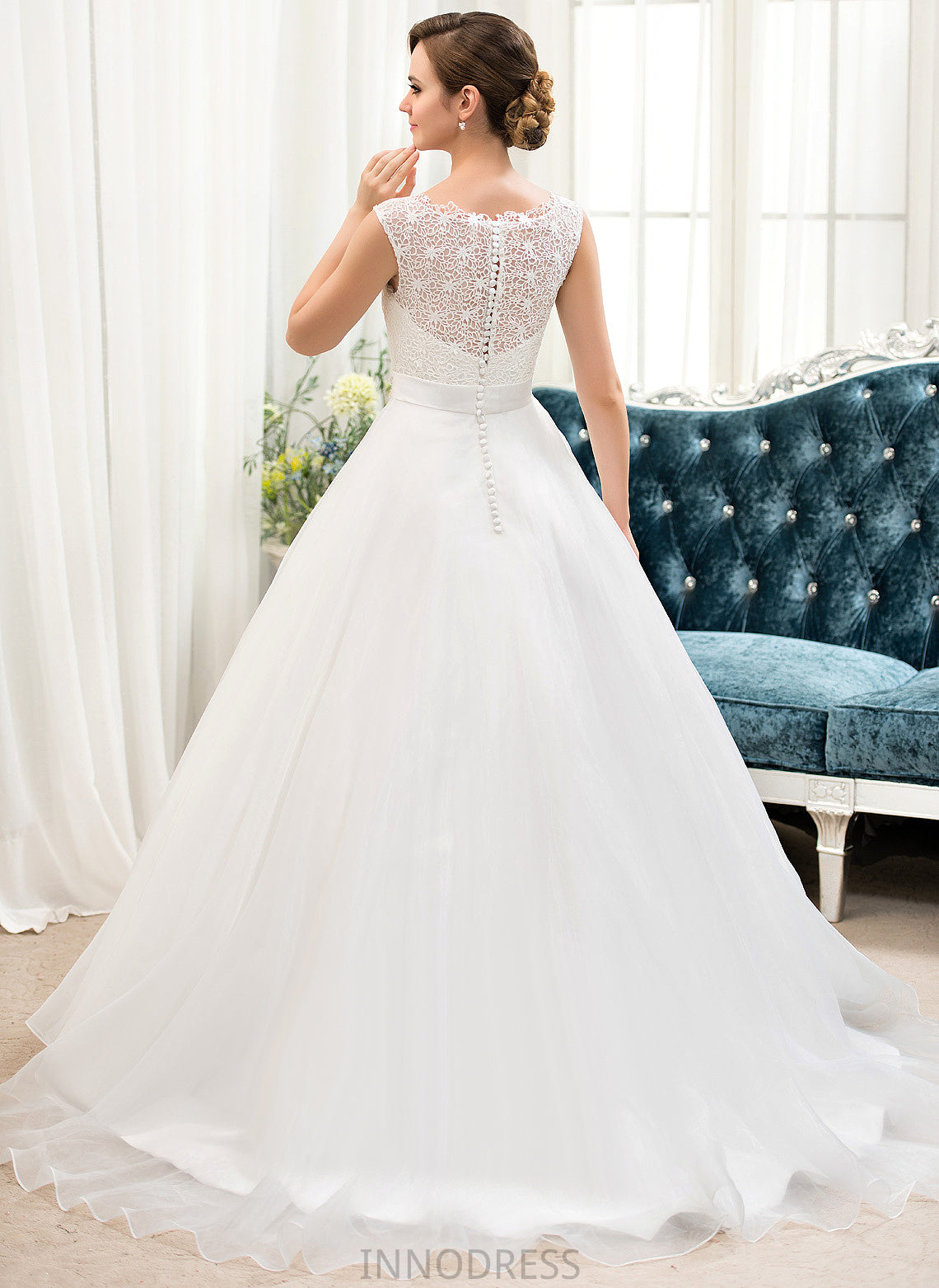 Sweep Organza Wedding Dresses With Ball-Gown/Princess Sequins Wedding Train Dress Lace Maritza Satin Beading