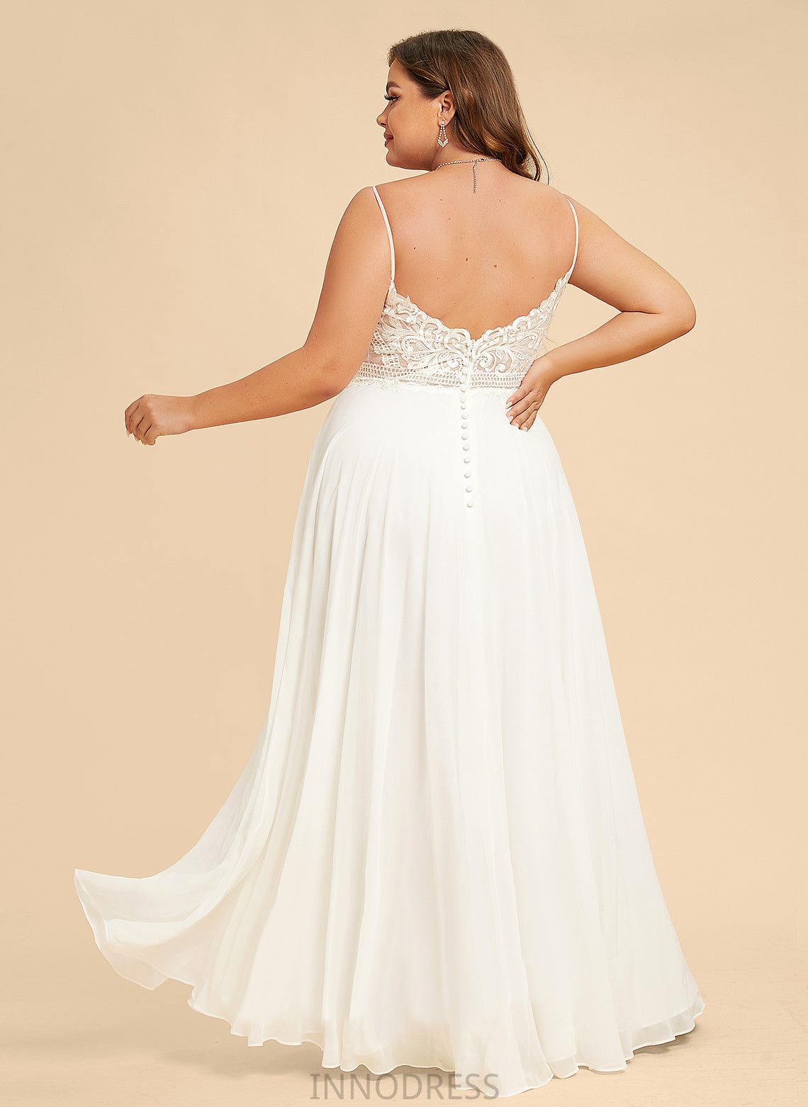 Chiffon Lace Floor-Length V-neck Wedding Dresses Dress A-Line Split Yaritza Wedding Front With