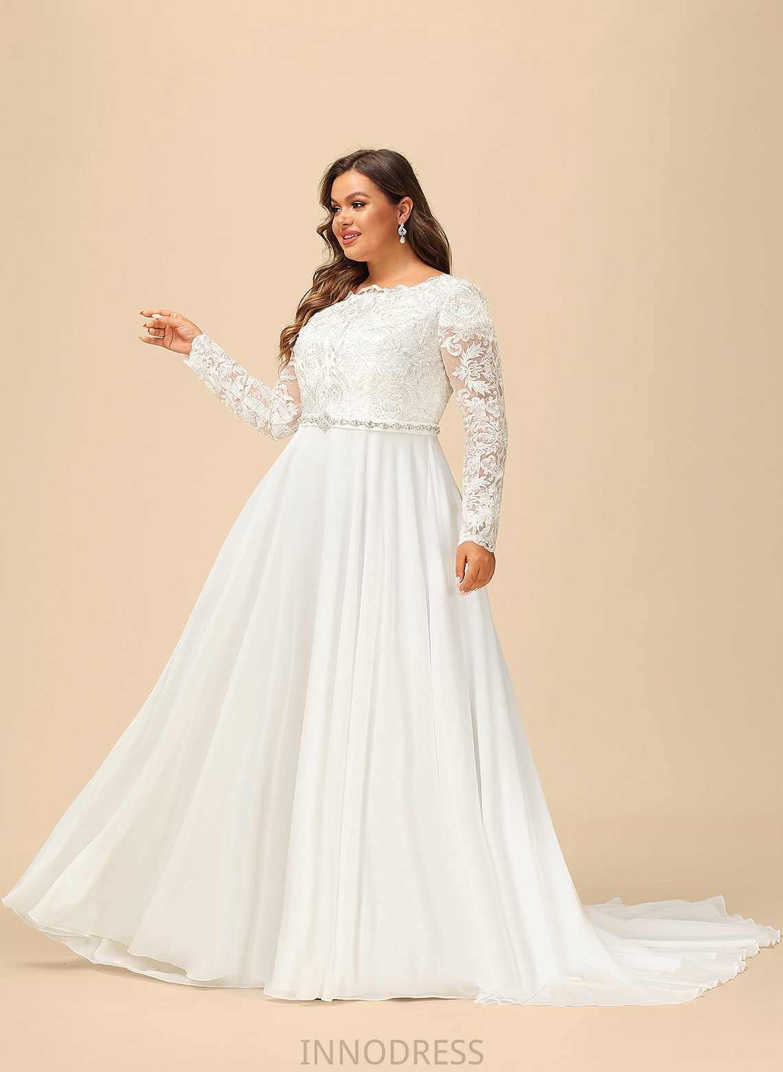 Wedding Dresses Dress Court Chiffon A-Line Wedding Train Taniyah With Beading Lace