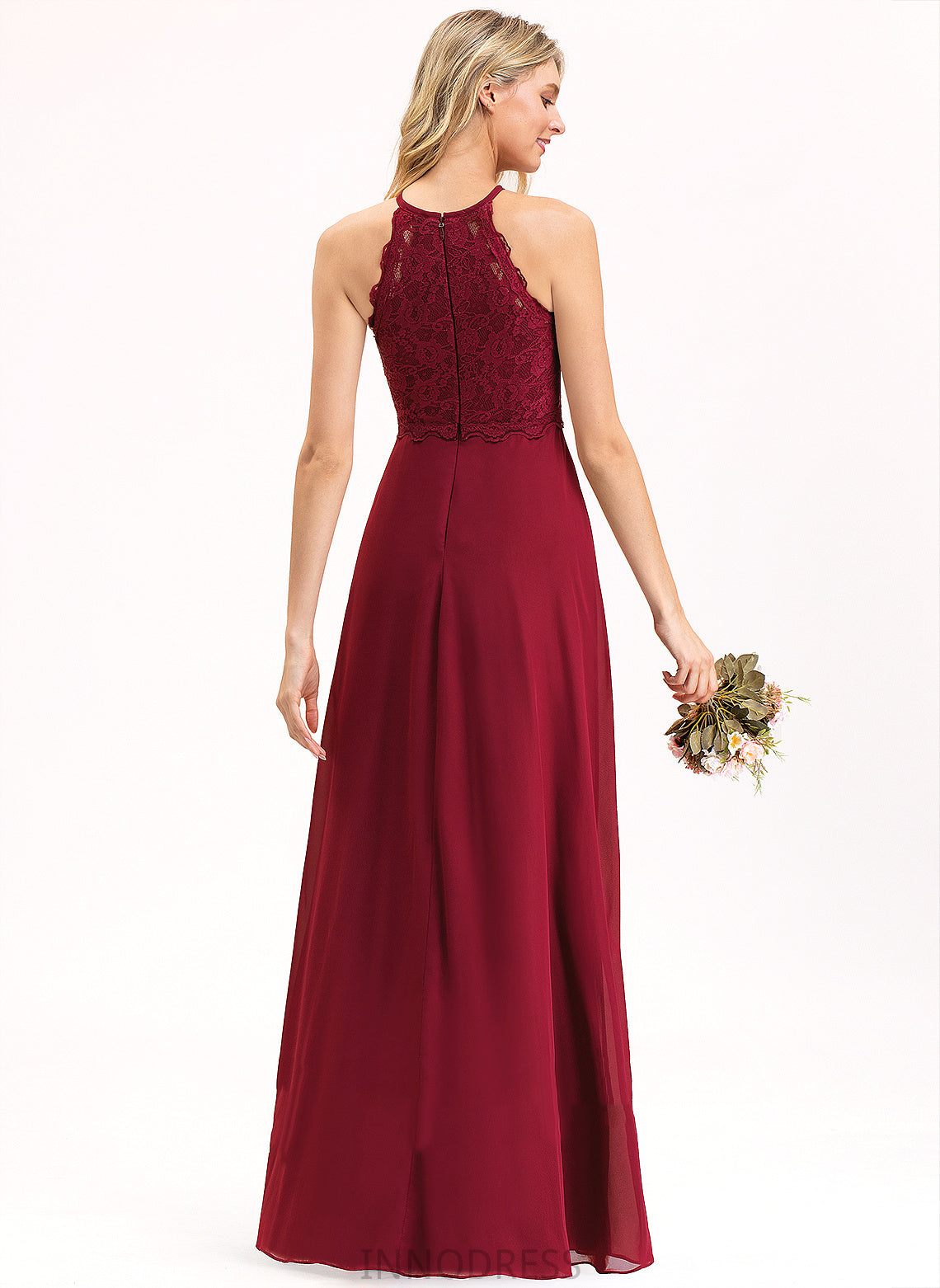 Lace A-Line Neckline Fabric Floor-Length Scoop Silhouette Straps&Sleeves Length Philippa Spaghetti Staps Floor Length Bridesmaid Dresses