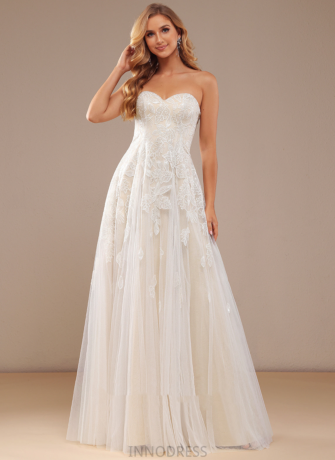 Sweetheart Lace Kenley Dress Floor-Length With Sequins Wedding Dresses Wedding A-Line