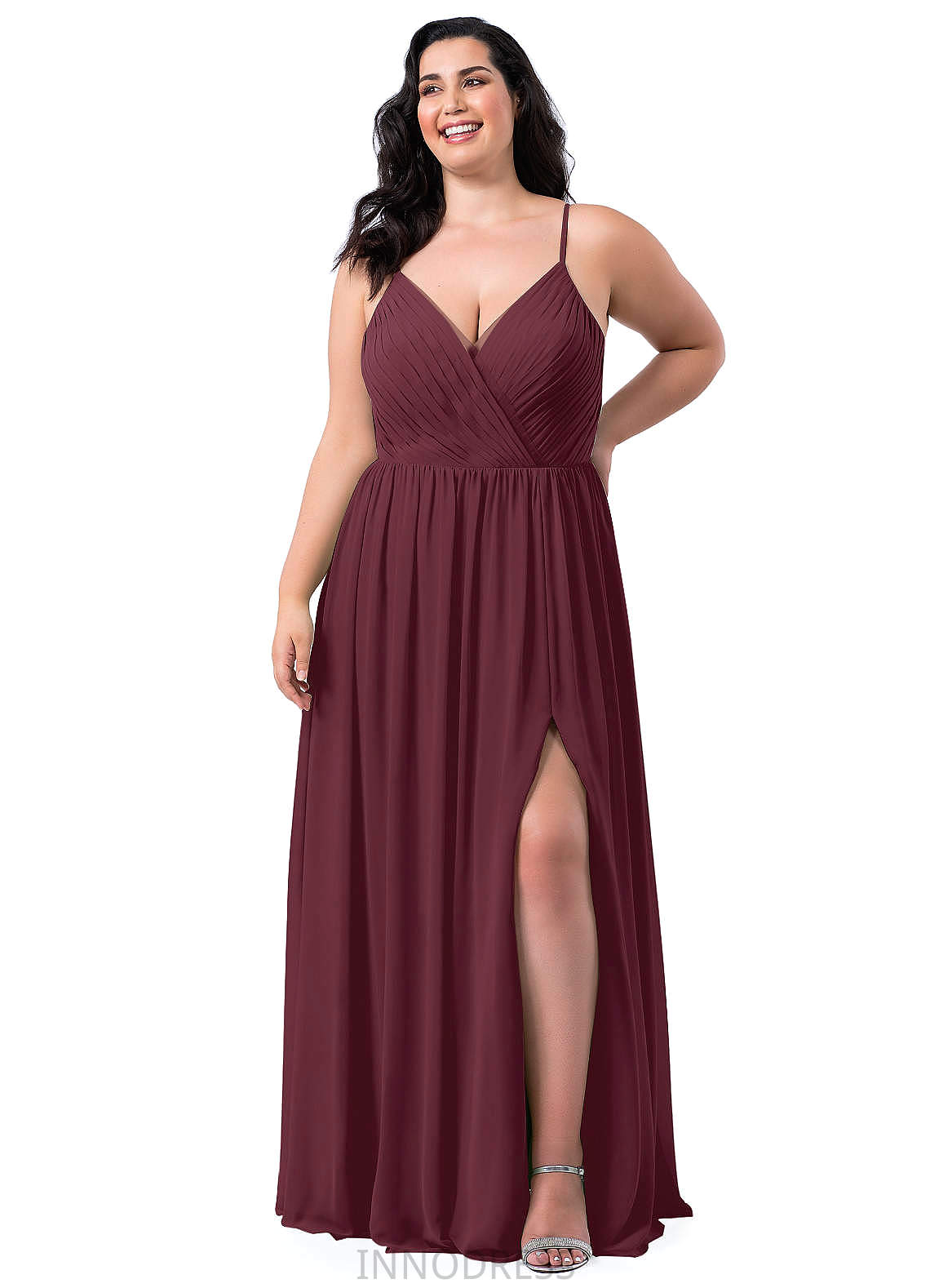 Talia Floor Length Natural Waist Sleeveless V-Neck Bridesmaid Dresses