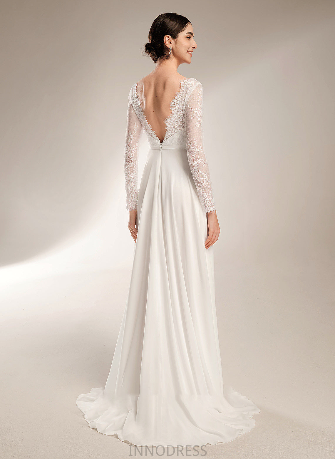 V-neck Dress Wedding Amaris A-Line Train Wedding Dresses Sweep