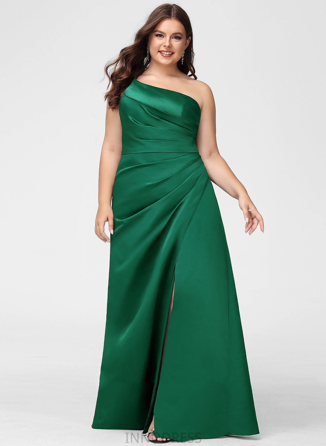 Neckline Fabric Floor-Length One-Shoulder SplitFront Length A-Line Silhouette Embellishment Aracely A-Line/Princess Natural Waist Bridesmaid Dresses