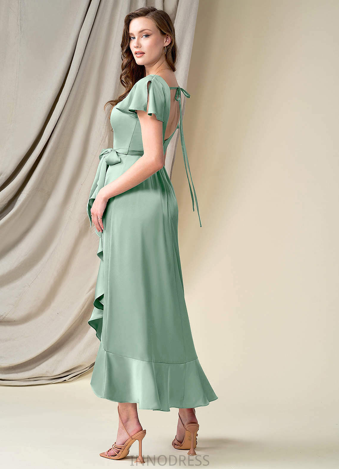 Arielle A-Line/Princess Spaghetti Staps Sleeveless Floor Length Natural Waist Bridesmaid Dresses