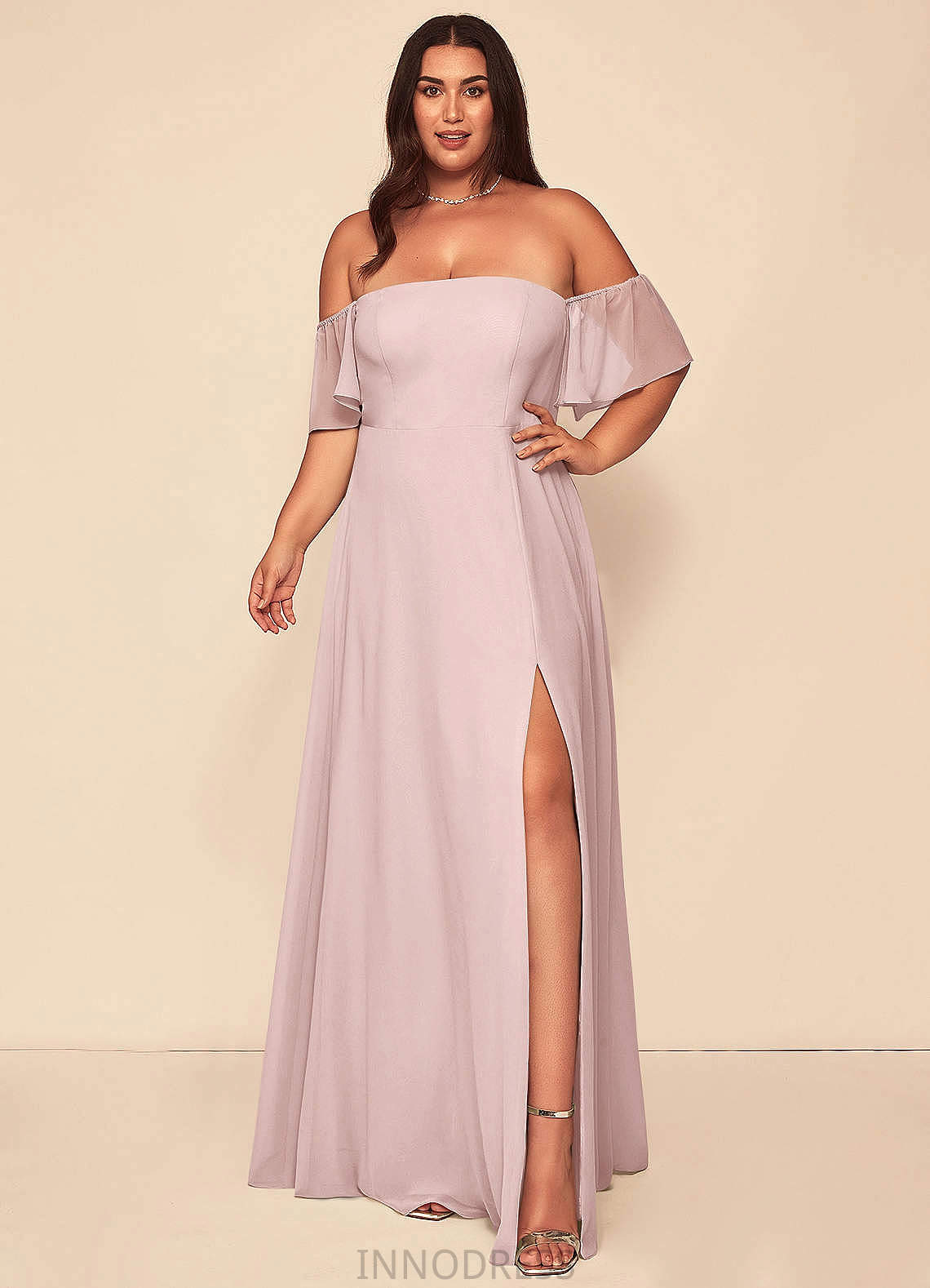 Haylie A-Line/Princess Floor Length Natural Waist Spaghetti Staps Sleeveless Bridesmaid Dresses