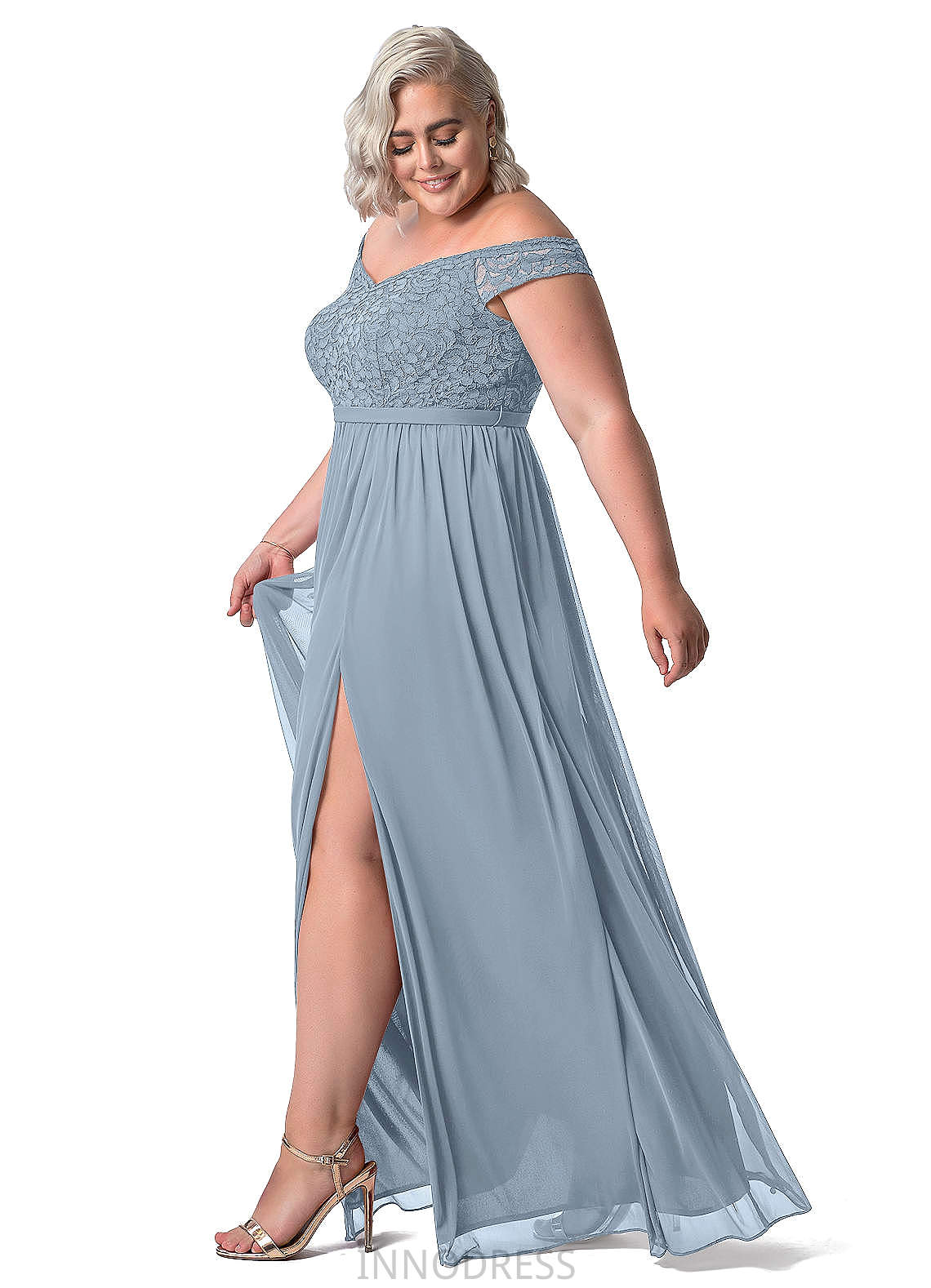 Polly Natural Waist V-Neck Sleeveless Trumpet/Mermaid Spandex Sweep-Brush Train Bridesmaid Dresses