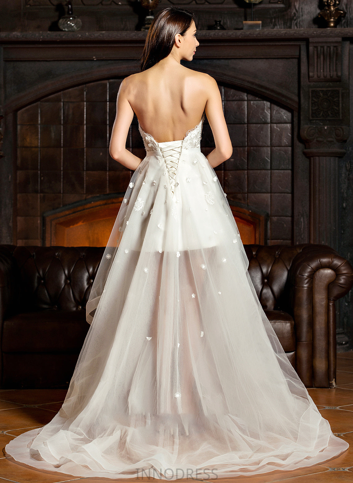 Wedding Beading Tulle Wedding Dresses Dress A-Line With Ann Asymmetrical Sweetheart Bow(s)