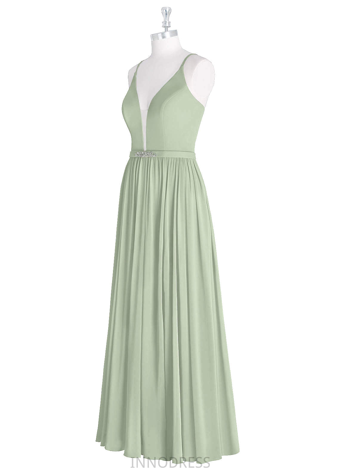 Halle Natural Waist Floor Length Spaghetti Staps A-Line/Princess Sleeveless Bridesmaid Dresses