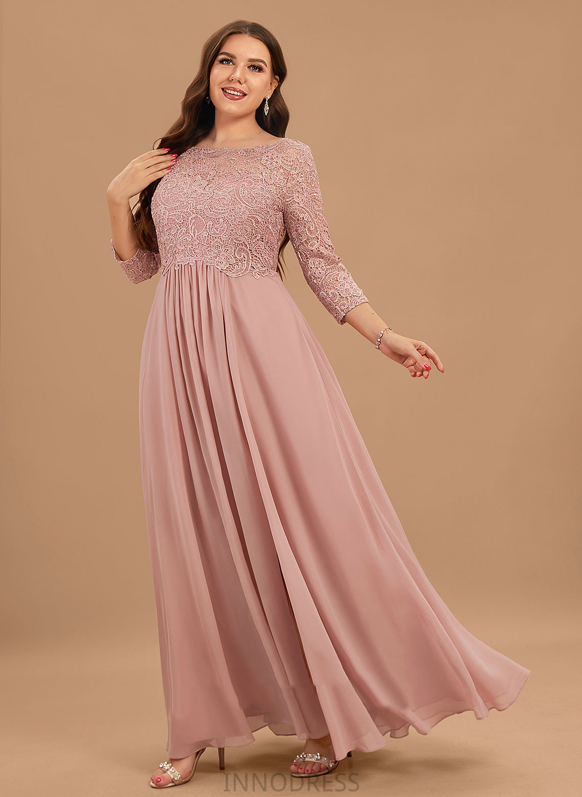 A-Line Silhouette ScoopNeck Floor-Length Fabric Length Neckline SplitFront Embellishment Rylie Floor Length Natural Waist Bridesmaid Dresses