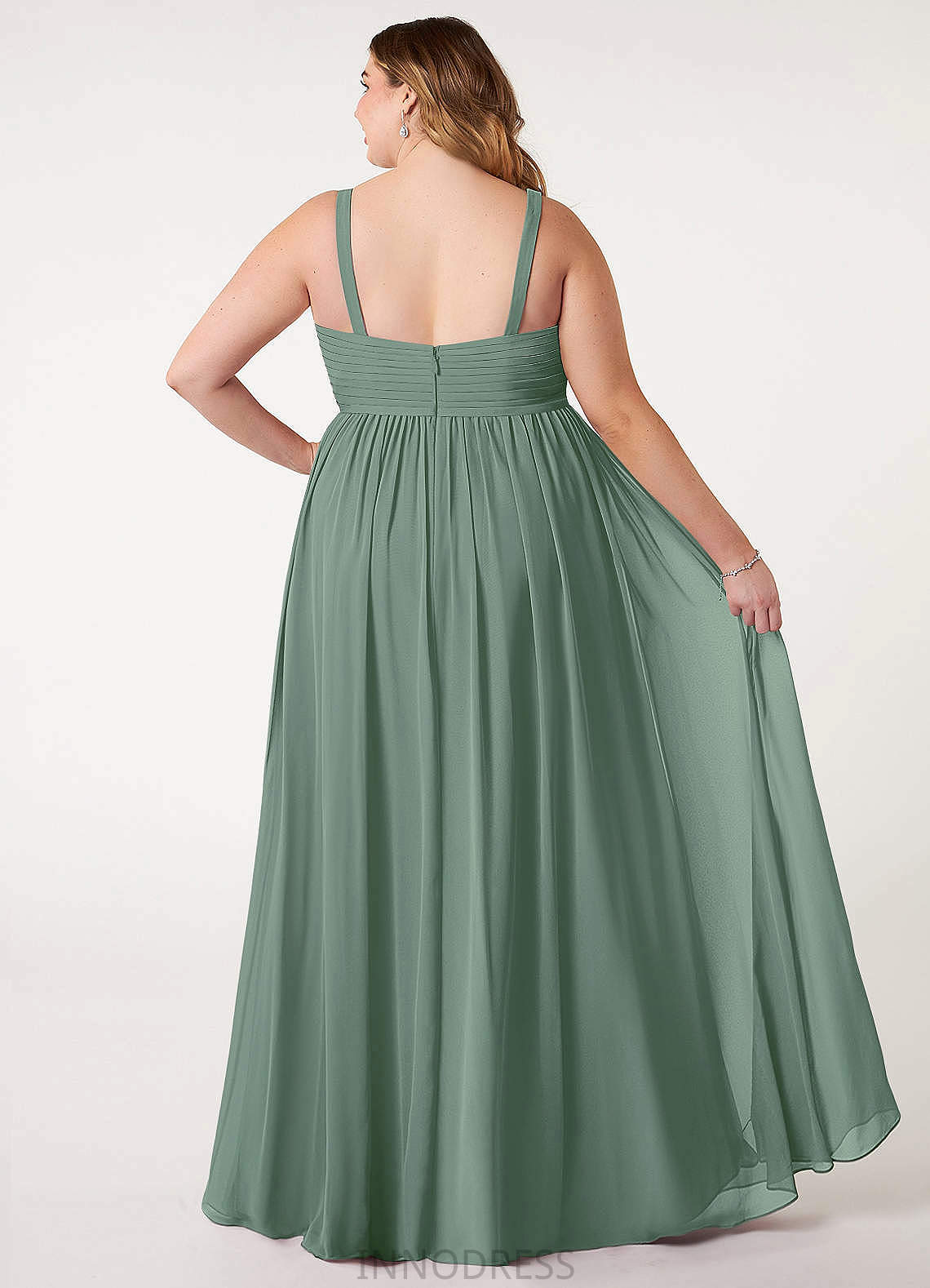 Jessica High Low V-Neck A-Line/Princess Natural Waist Sleeveless Bridesmaid Dresses