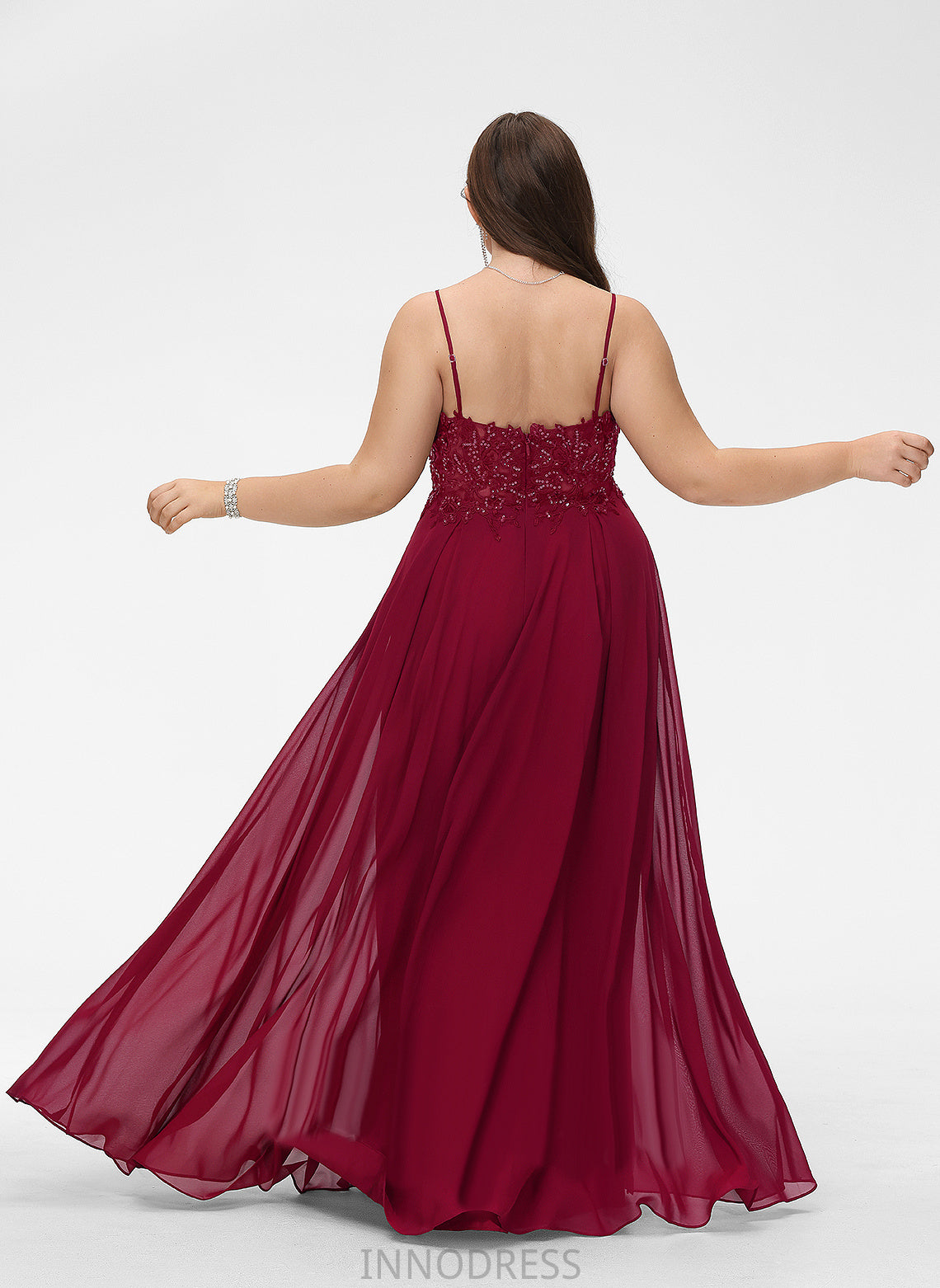 A-Line Sequins Length Floor-Length Fabric Neckline Embellishment V-neck Silhouette Brooklynn Bridesmaid Dresses