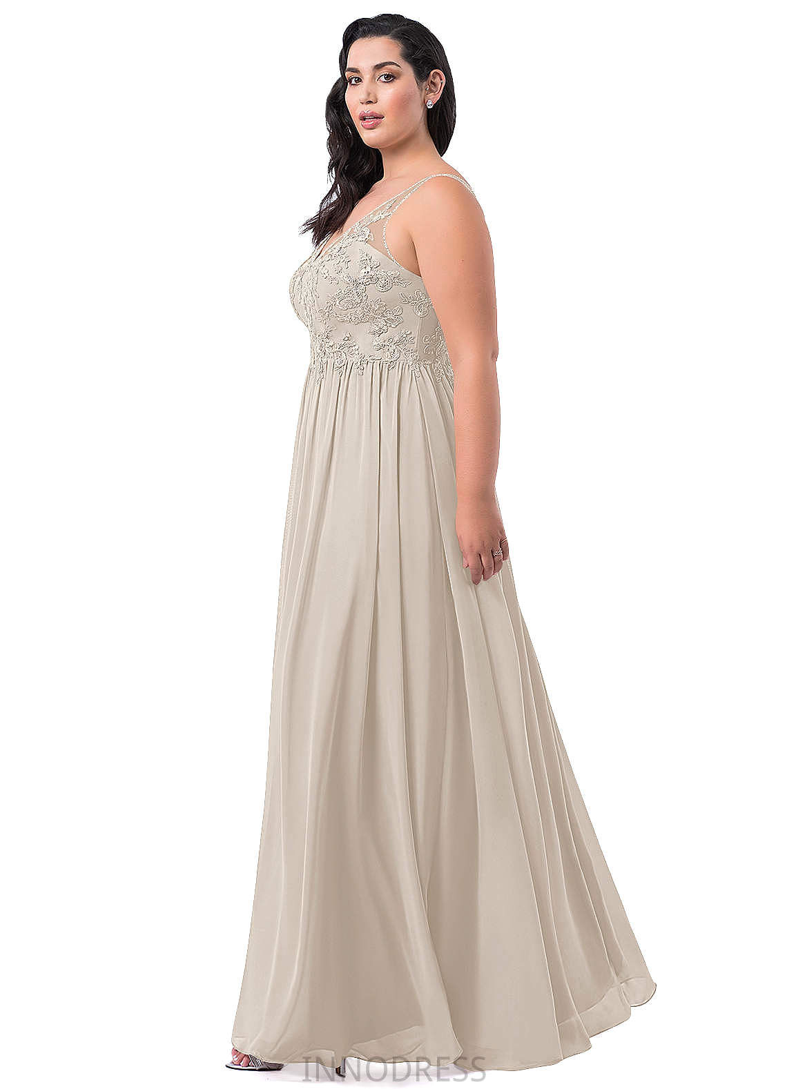 Olive V-Neck Sleeveless Natural Waist Floor Length A-Line/Princess Bridesmaid Dresses