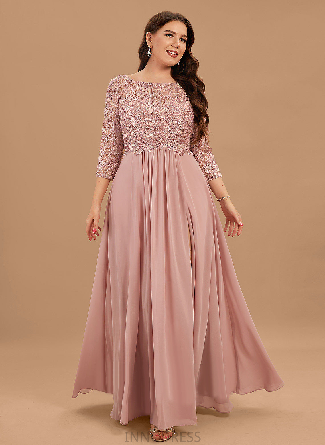 A-Line Silhouette ScoopNeck Floor-Length Fabric Length Neckline SplitFront Embellishment Rylie Floor Length Natural Waist Bridesmaid Dresses