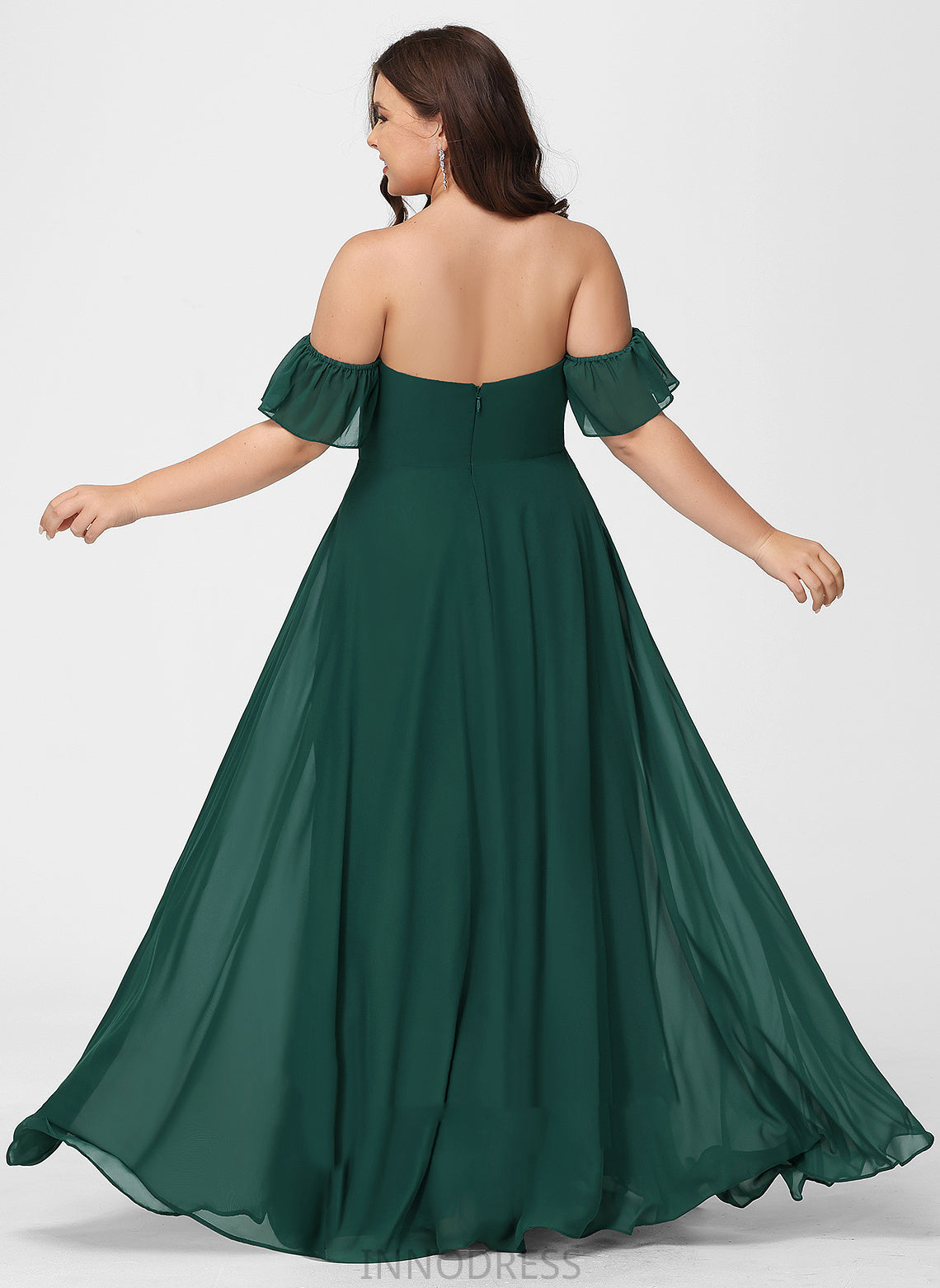 Fabric Neckline Silhouette Length Off-the-Shoulder SplitFront Embellishment Floor-Length A-Line Novia Sleeveless Scoop Bridesmaid Dresses