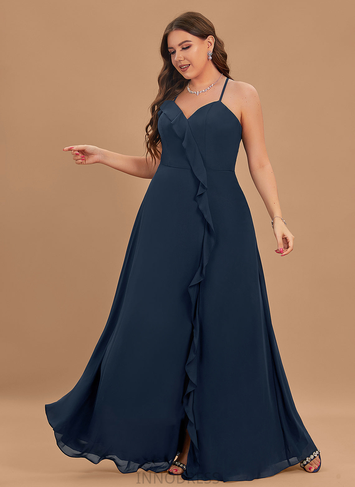 Fabric SplitFront Silhouette Length Floor-Length A-Line V-neck Embellishment Neckline Anaya Floor Length V-Neck Bridesmaid Dresses