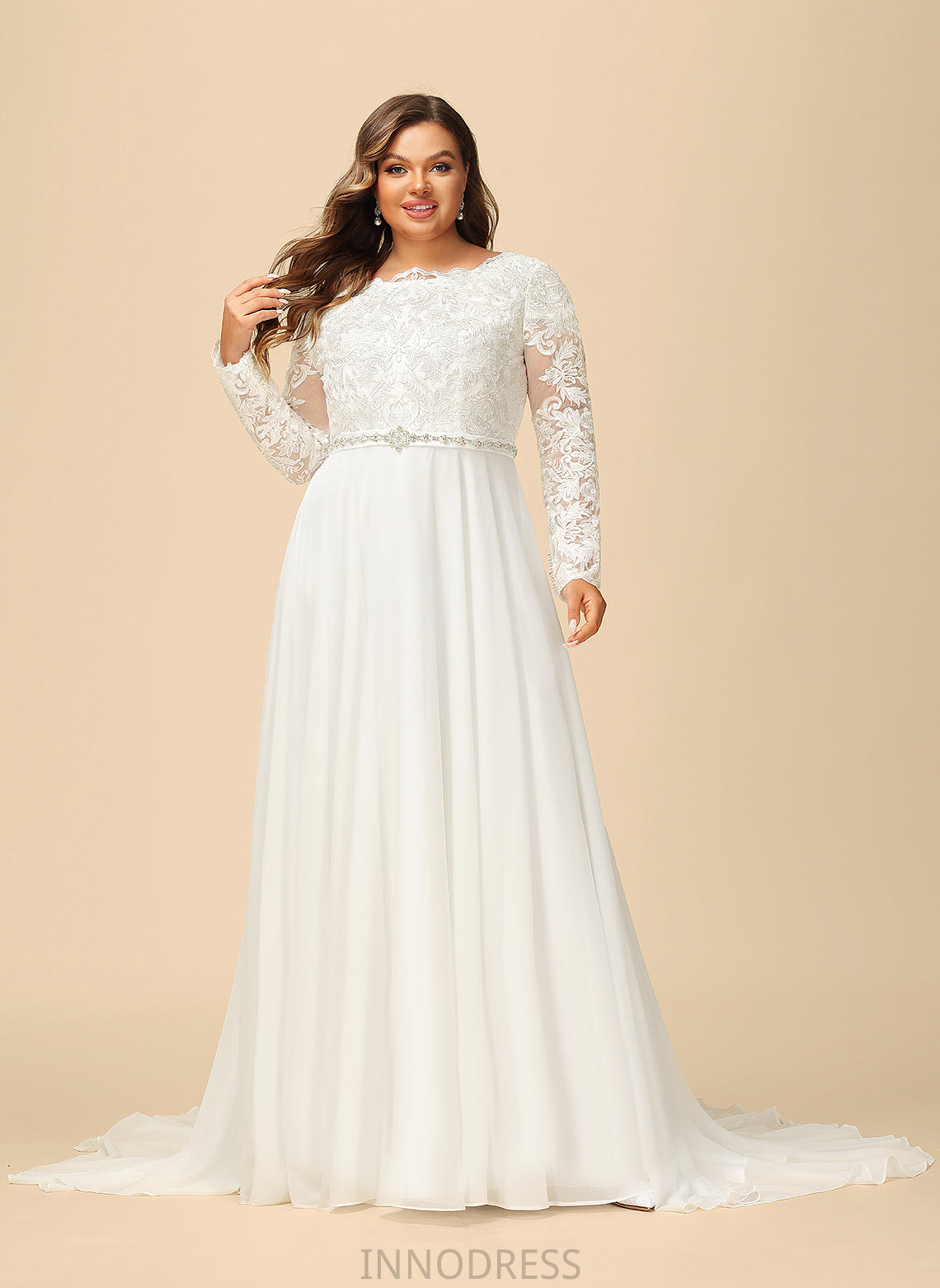 Wedding Dresses Dress Court Chiffon A-Line Wedding Train Taniyah With Beading Lace