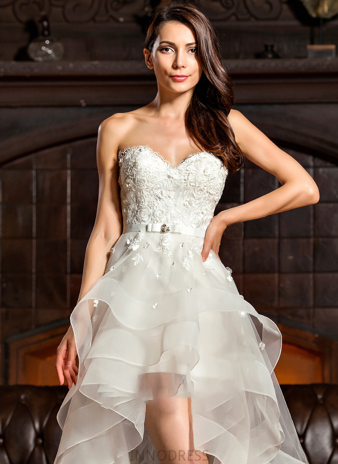 Wedding Beading Tulle Wedding Dresses Dress A-Line With Ann Asymmetrical Sweetheart Bow(s)