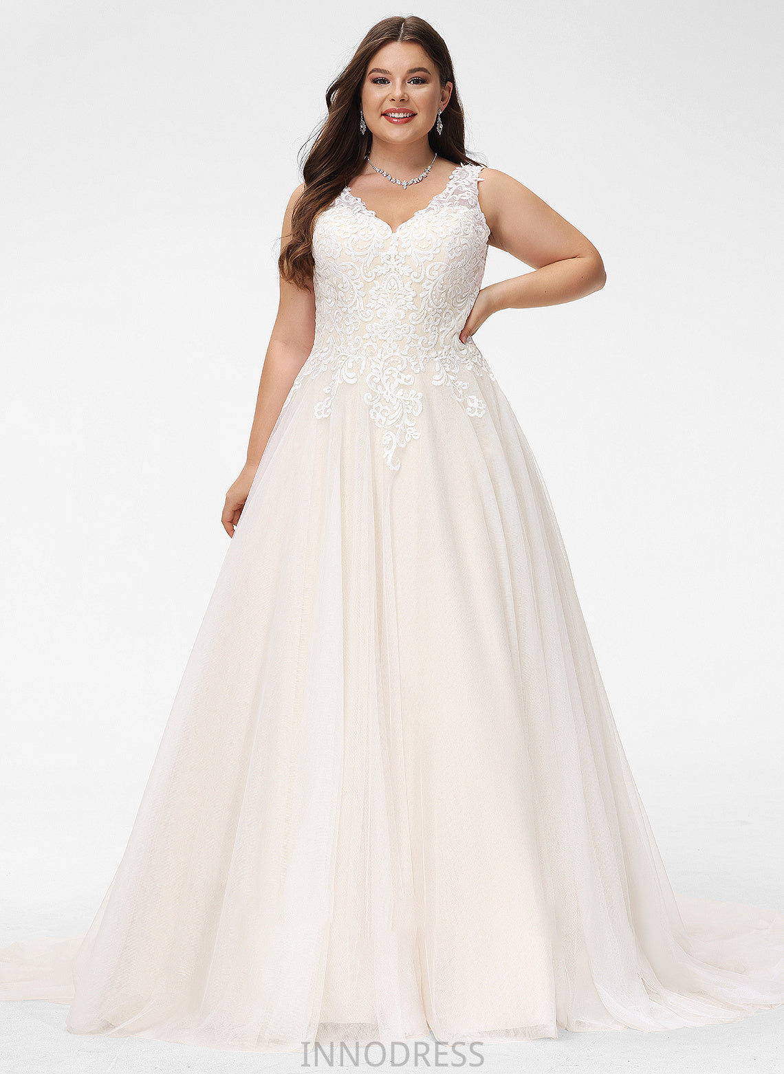 Ball-Gown/Princess Wedding Dresses Train Wedding Court Tulle V-neck Aracely Dress