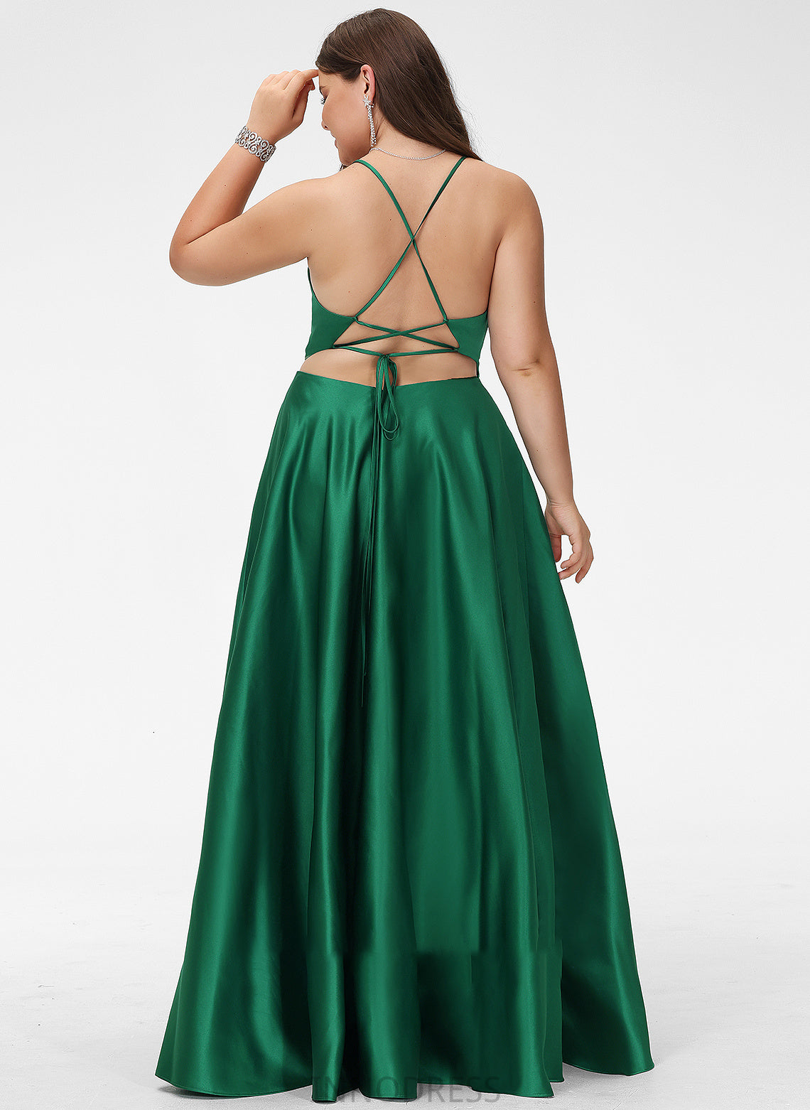 Prom Dresses Elizabeth Satin V-neck A-Line Floor-Length