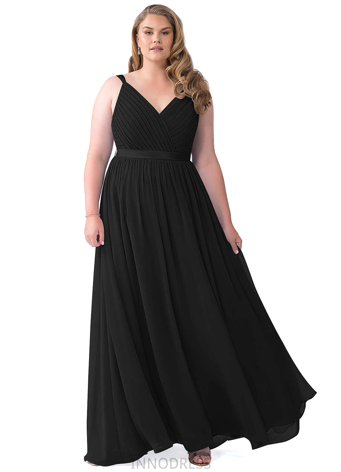 Marie V-Neck Natural Waist Velvet Floor Length A-Line/Princess Sleeveless Bridesmaid Dresses