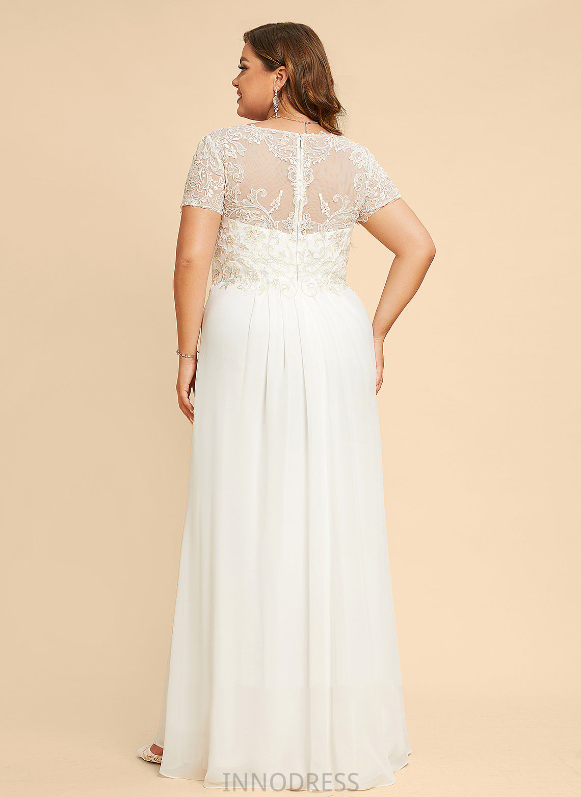 Chiffon Jazmine A-Line Wedding With Dress Wedding Dresses V-neck Floor-Length Lace