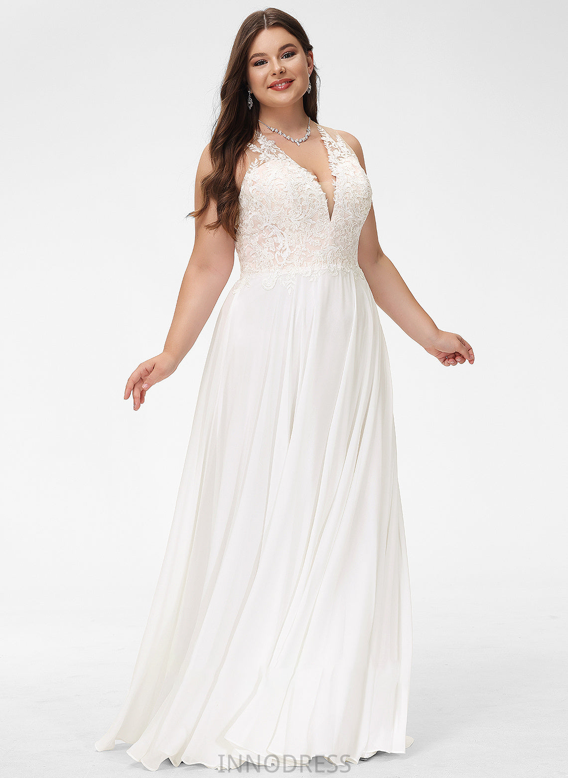 Chiffon Lace Arabella Train A-Line Wedding V-neck With Lace Sweep Wedding Dresses Dress