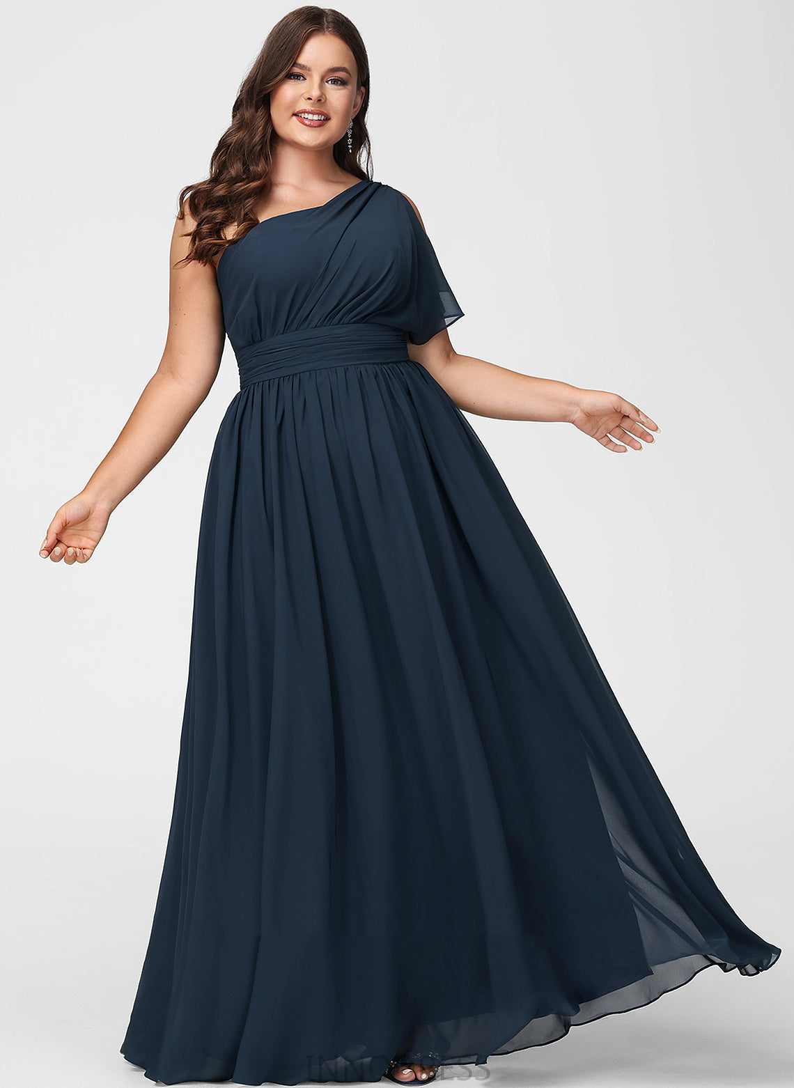 Silhouette Neckline A-Line Fabric Embellishment Ruffle Floor-Length Length One-Shoulder Selah Sleeveless Trumpet/Mermaid Bridesmaid Dresses